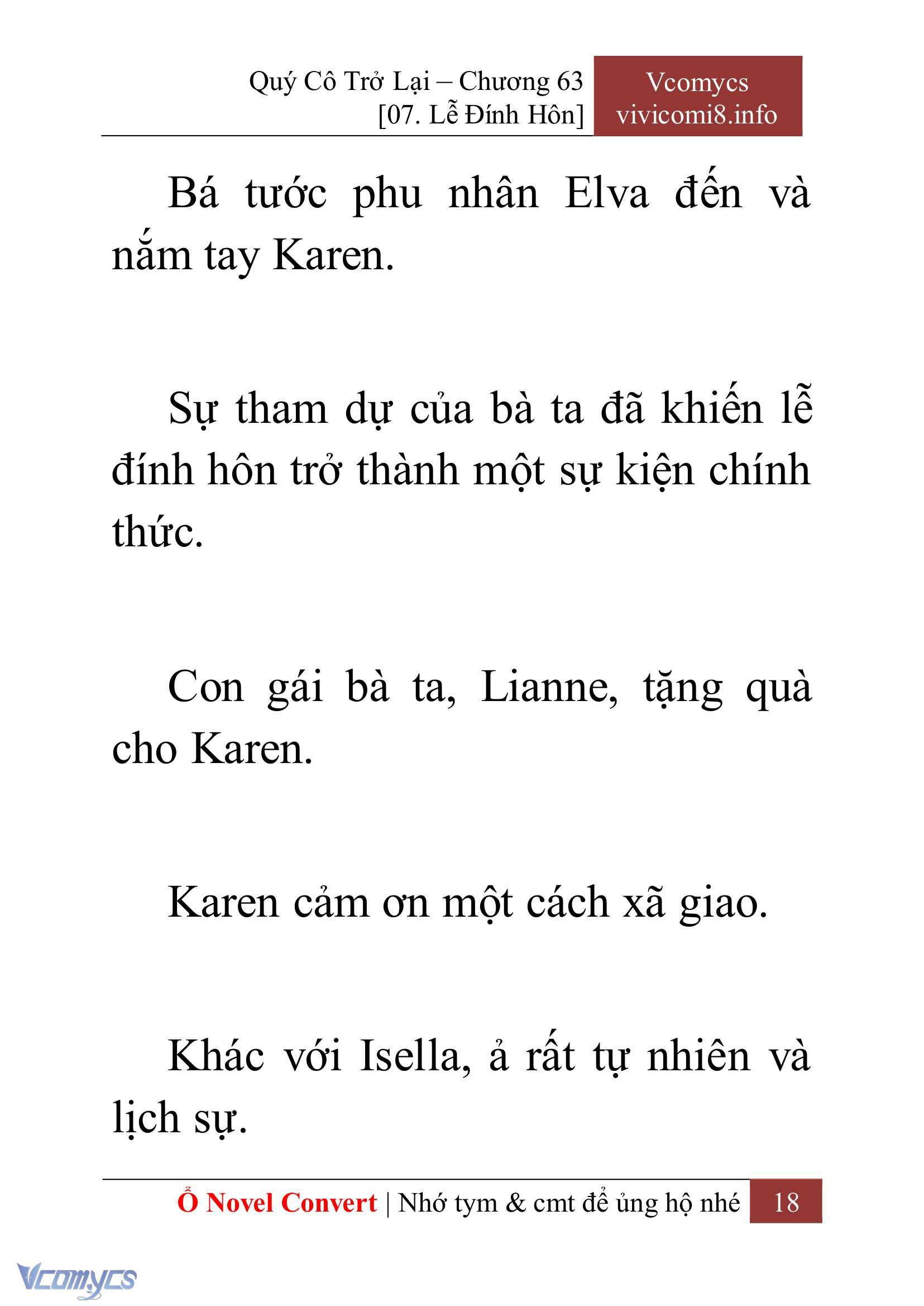 [Novel] Quý Cô Trở Lại Chap 63 - Next 