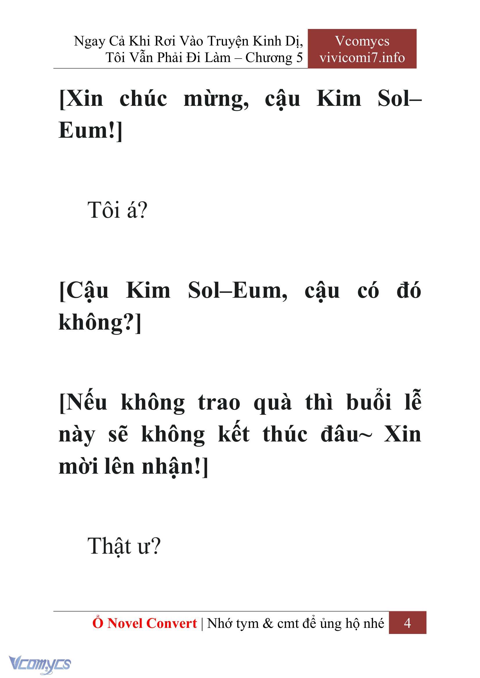 [Novel] Ngay Cả Khi Rơi Vào Truyện Kinh Dị, Tôi Vẫn Phải Đi Làm Chap 5 - Next Chap 6