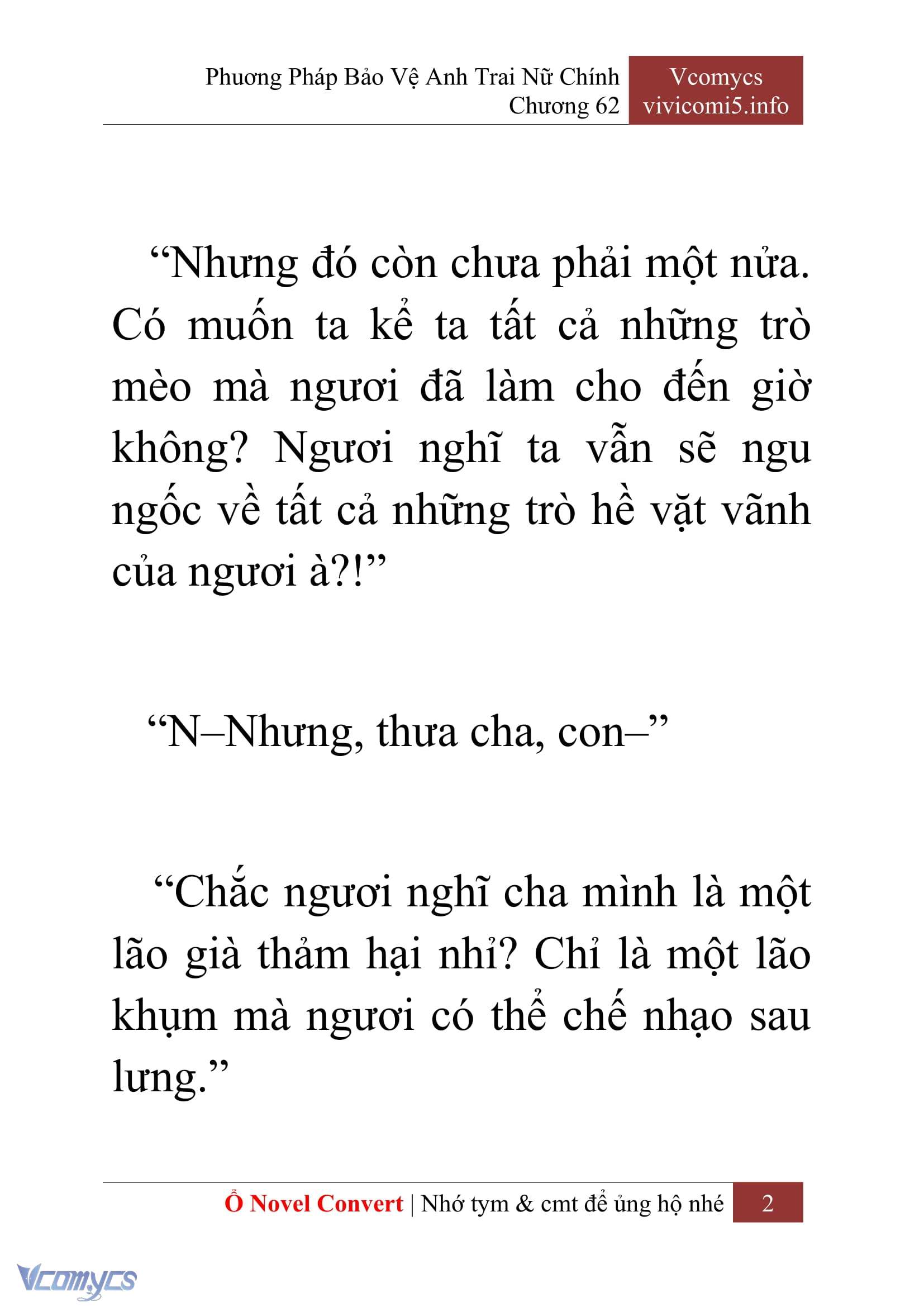 [Novel] Phương Pháp Bảo Vệ Anh Trai Nữ Chính Chap 62 - Trang 2