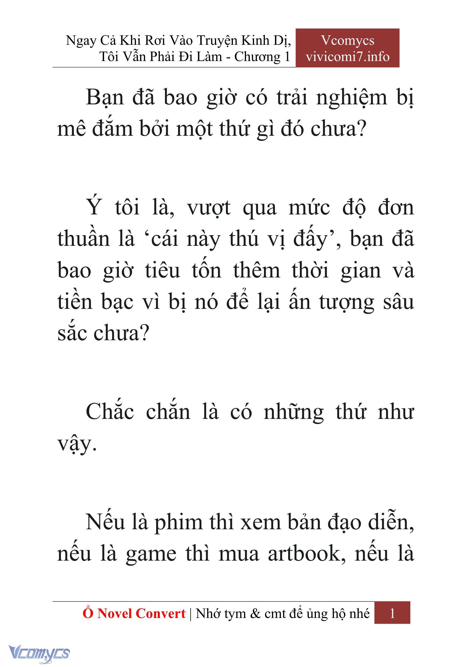 [Novel] Ngay Cả Khi Rơi Vào Truyện Kinh Dị, Tôi Vẫn Phải Đi Làm Chap 1 - Next Chap 2