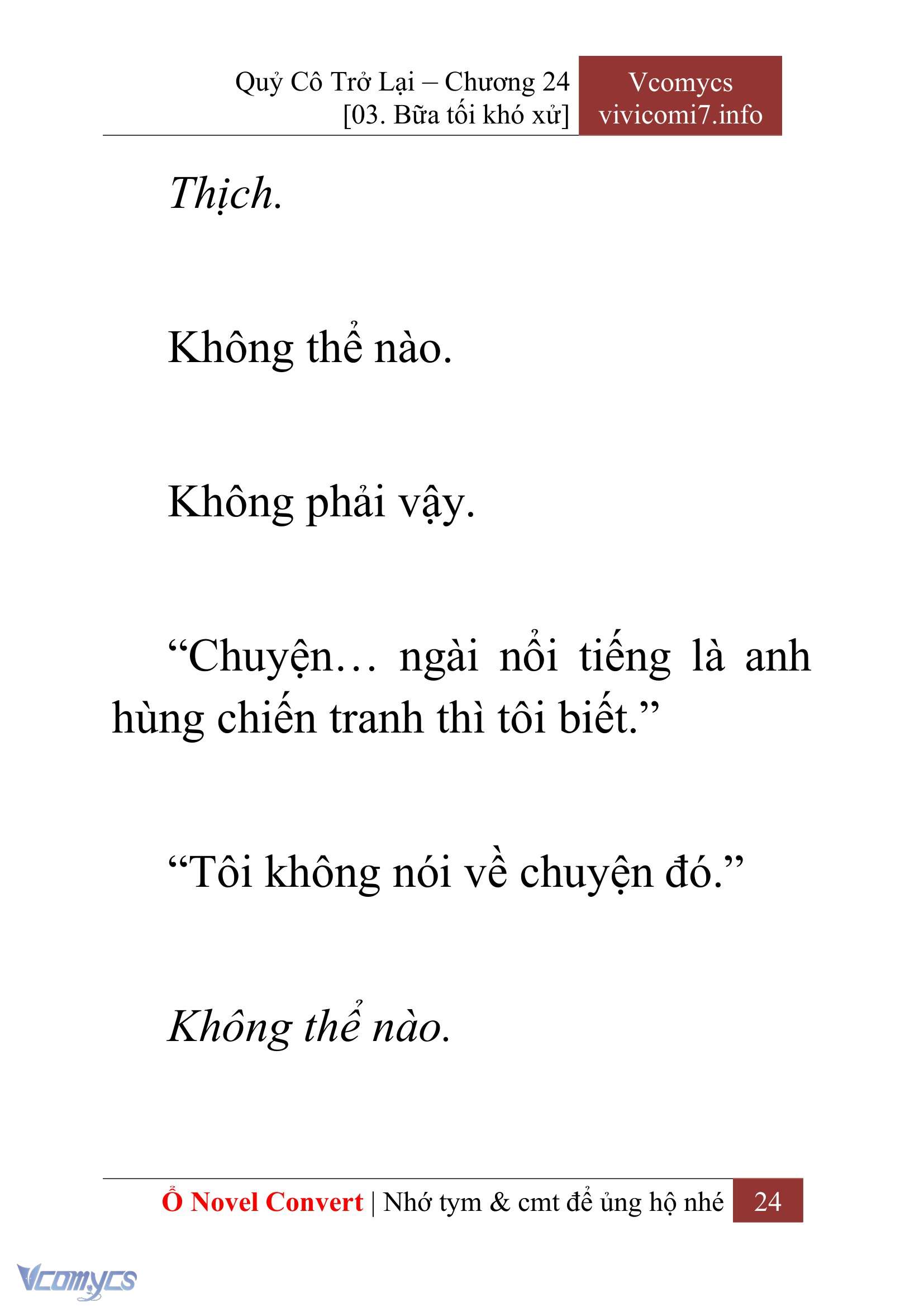 [Novel] Quý Cô Trở Lại Chap 24 - Trang 2