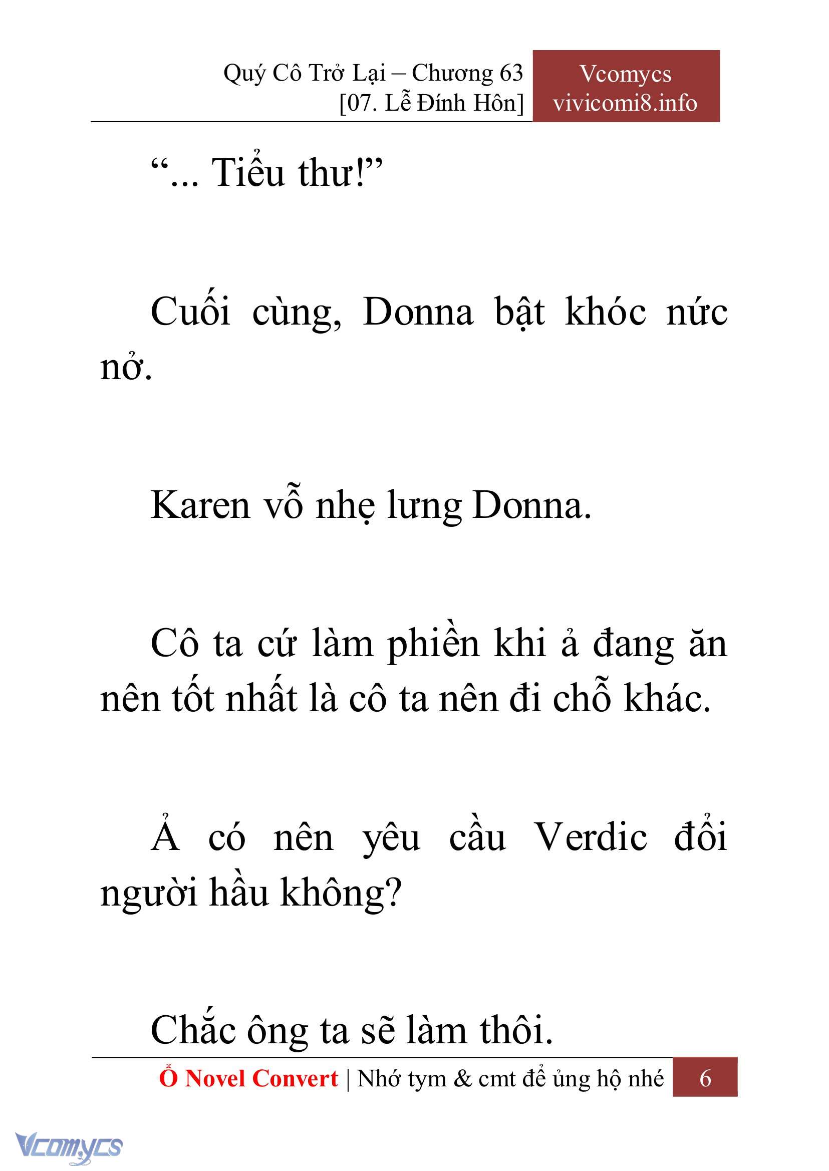 [Novel] Quý Cô Trở Lại Chap 63 - Next 