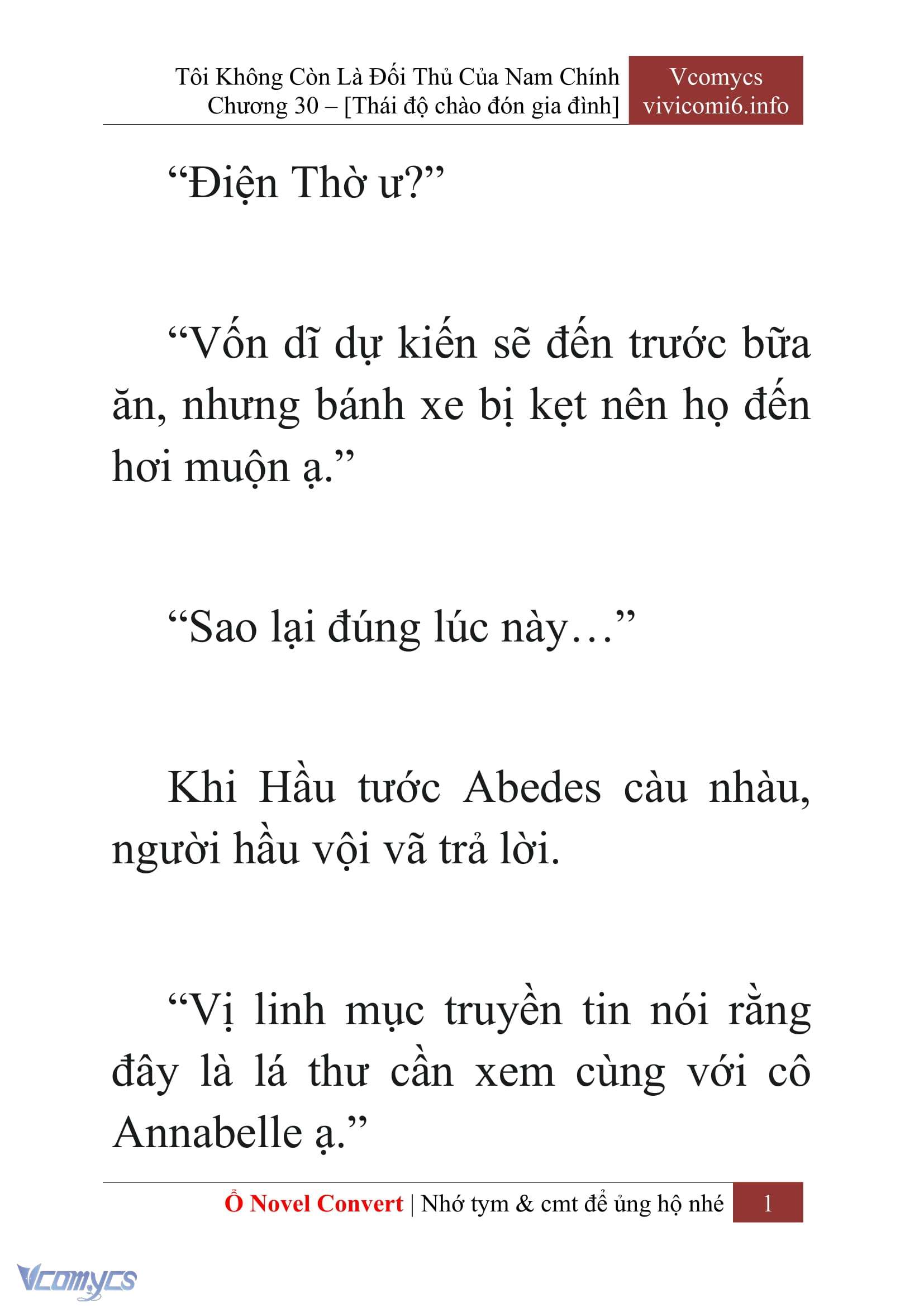 [Novel] Tôi Không Còn Là Đối Thủ Của Nam Chính Chap 30 - Trang 2