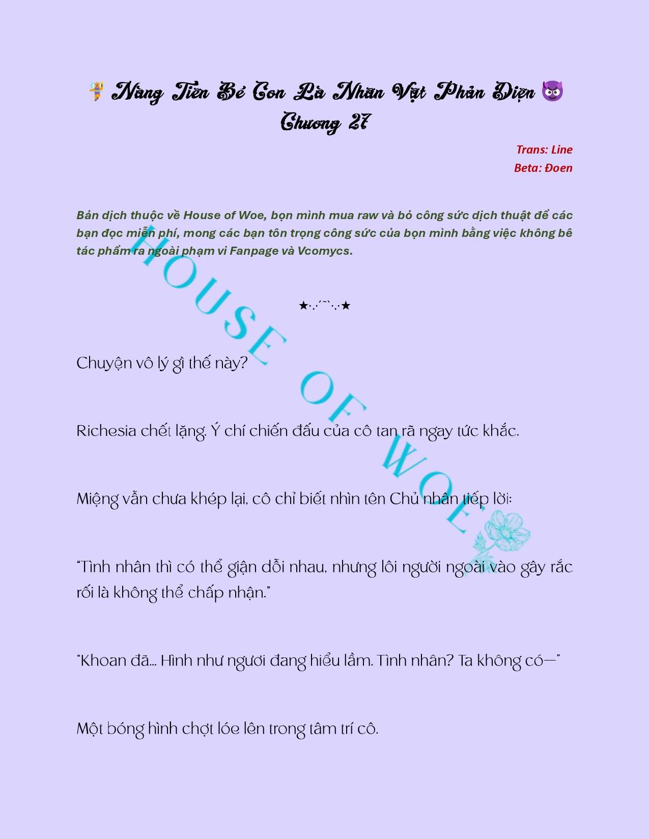 [NOVEL] NÀNG TIÊN BÉ CON LÀ NHÂN VẬT PHẢN DIỆN Chap 27 - Next Chap 28