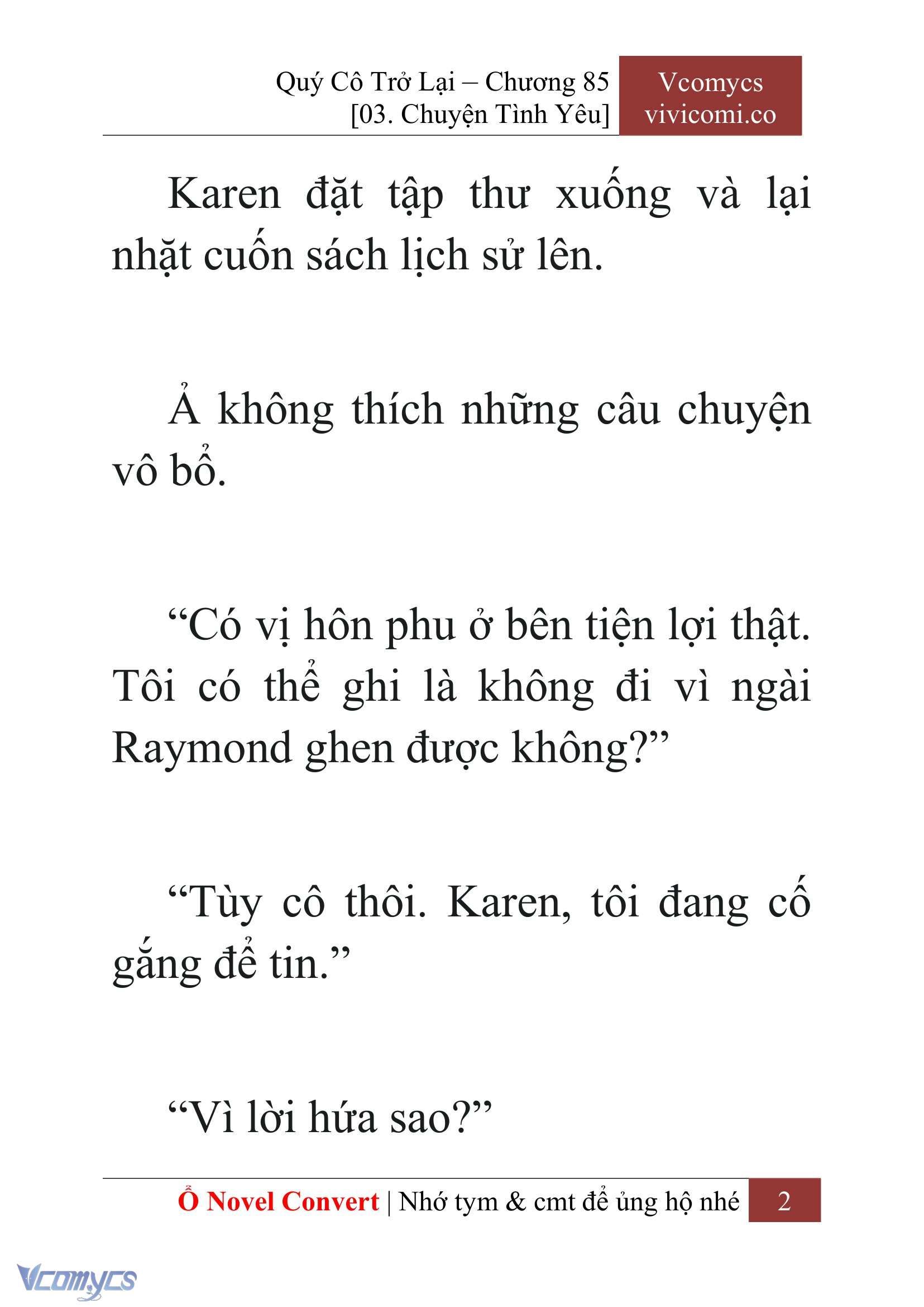 [Novel] Quý Cô Trở Lại Chap 85 - Trang 2