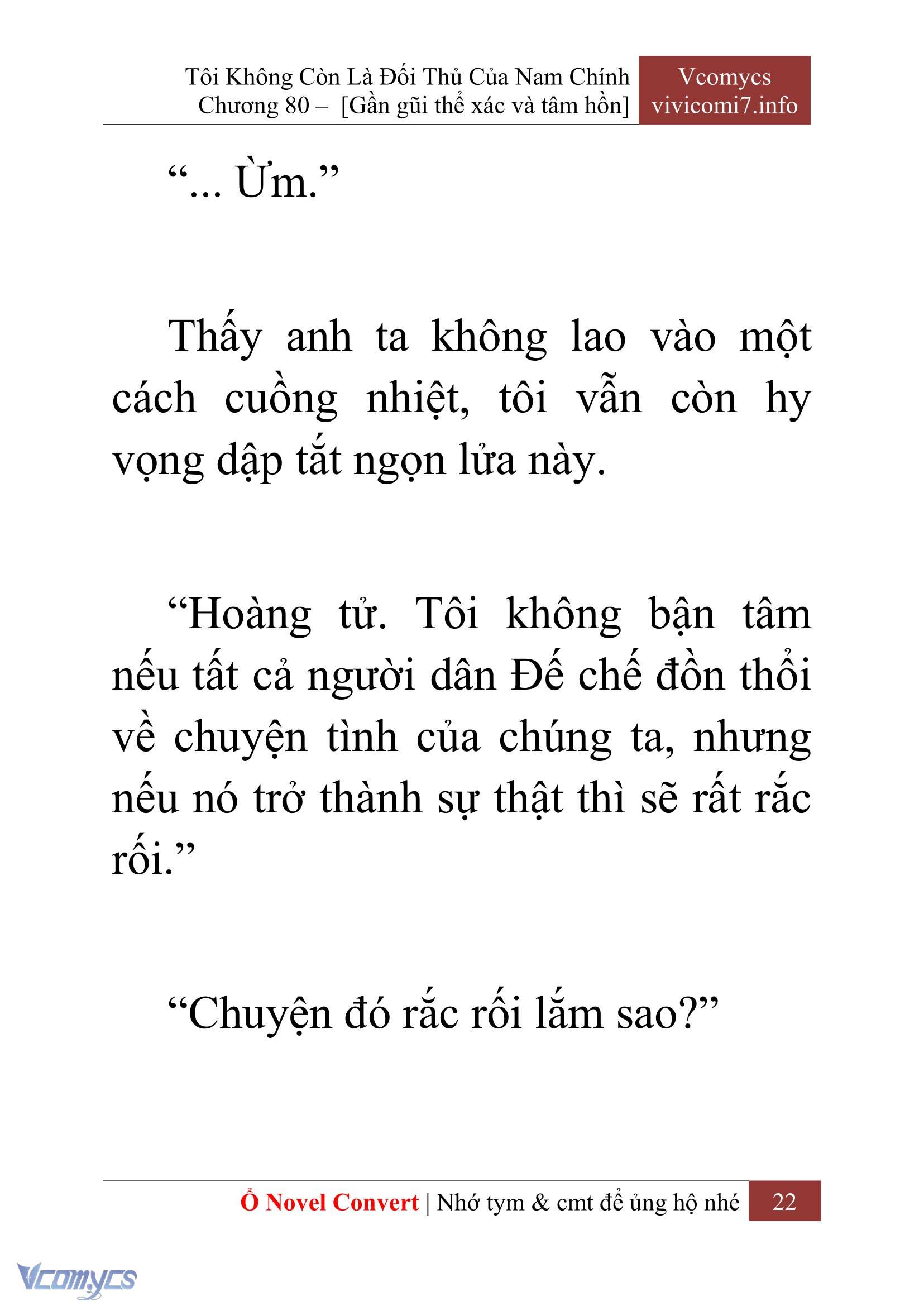 [Novel] Tôi Không Còn Là Đối Thủ Của Nam Chính Chap 80 - Next Chap 81