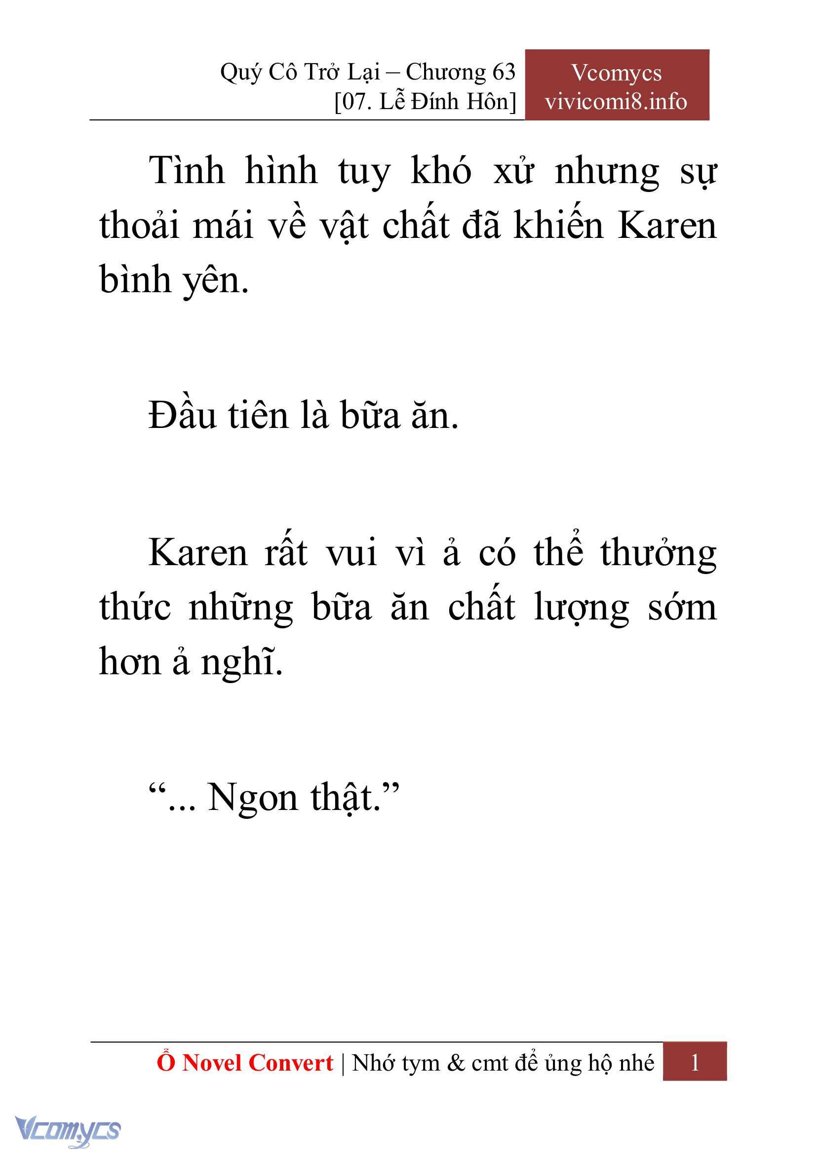 [Novel] Quý Cô Trở Lại Chap 63 - Next 