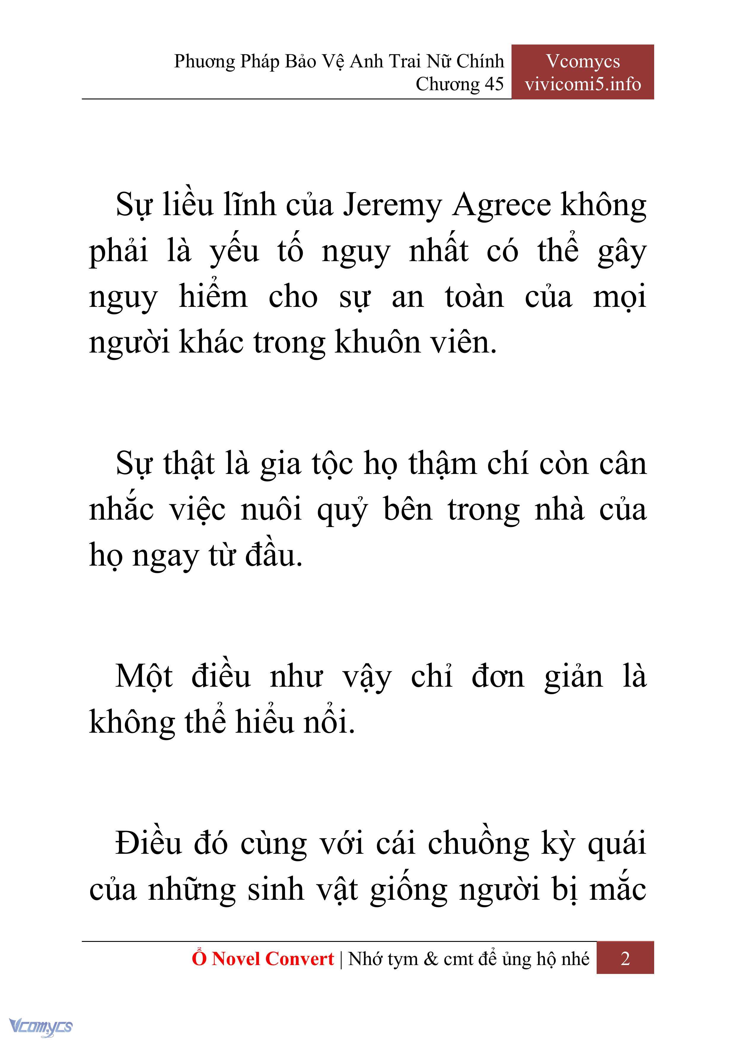 [Novel] Phương Pháp Bảo Vệ Anh Trai Nữ Chính Chap 45 - Trang 2