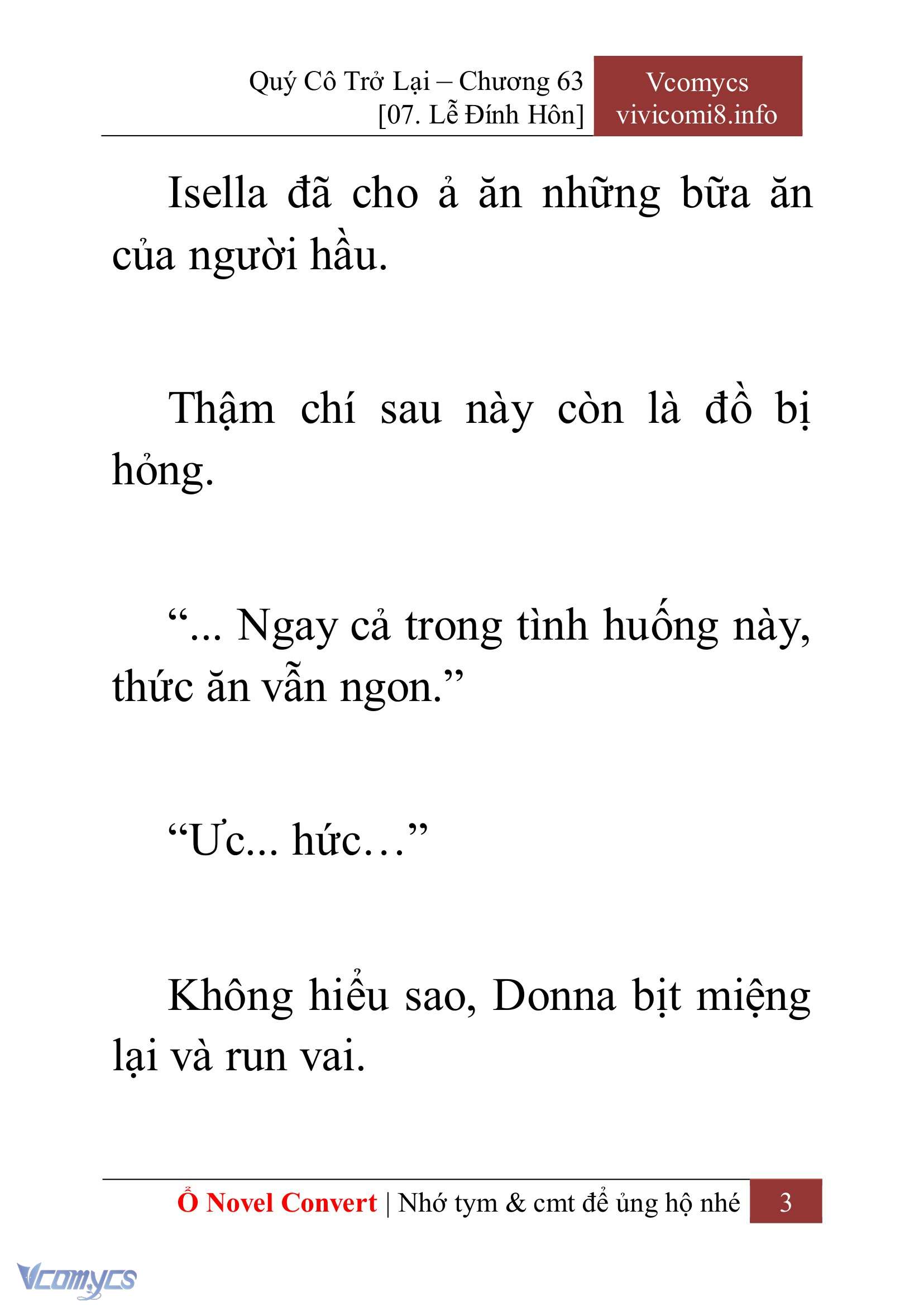 [Novel] Quý Cô Trở Lại Chap 63 - Next 