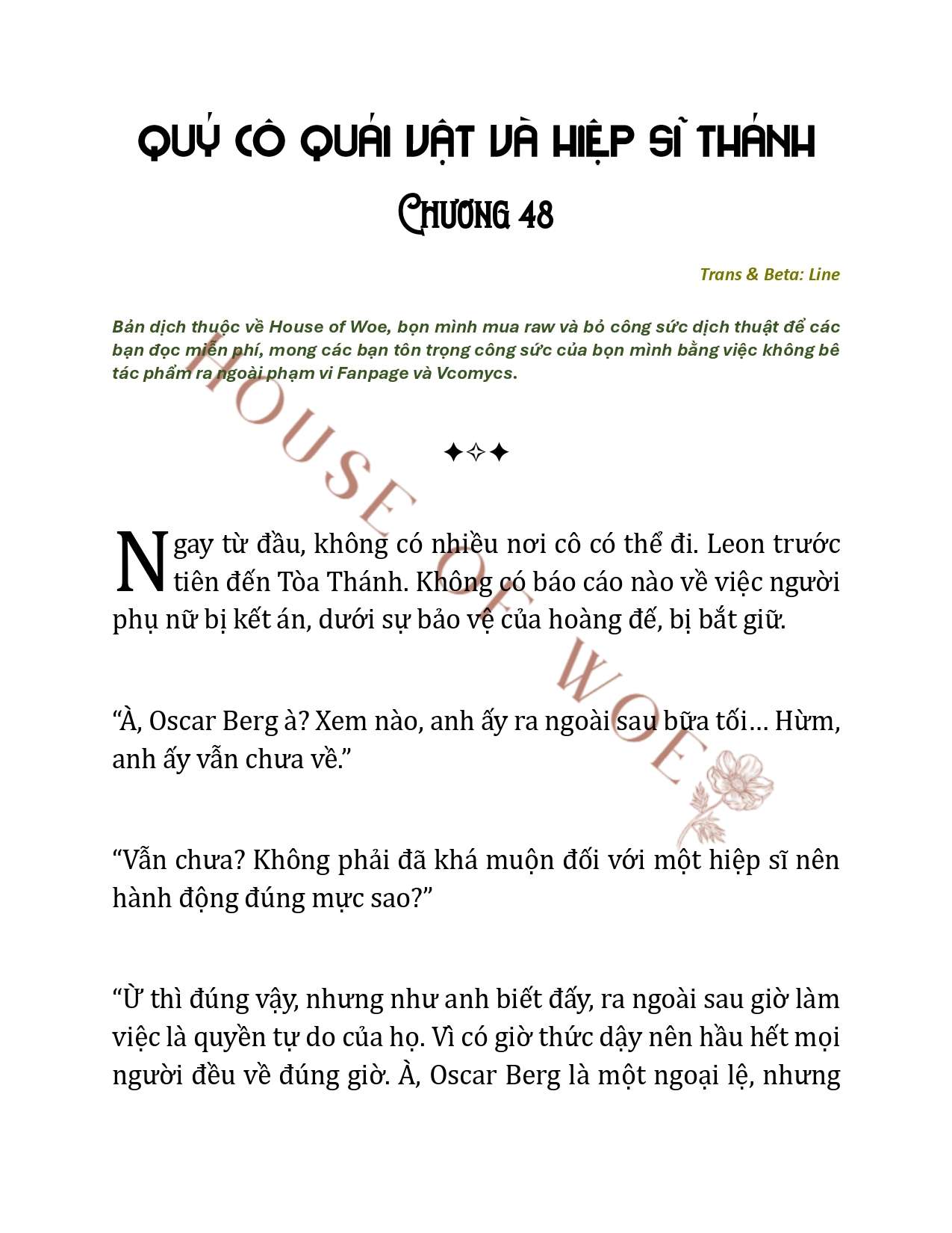 [NOVEL] QUÝ CÔ QUÁI VẬT VÀ HIỆP SĨ THÁNH Chap 48 - Next Chap 49