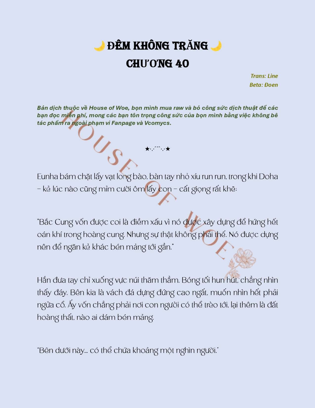 [NOVEL] ĐÊM KHÔNG TRĂNG Chap 40 - Next Chap 41