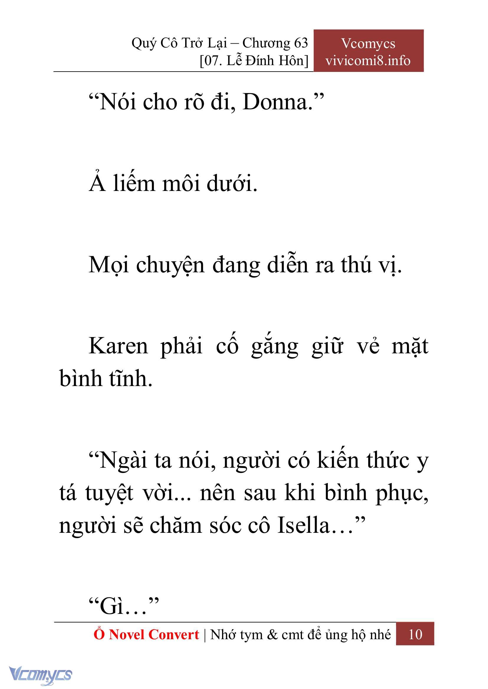 [Novel] Quý Cô Trở Lại Chap 63 - Next 