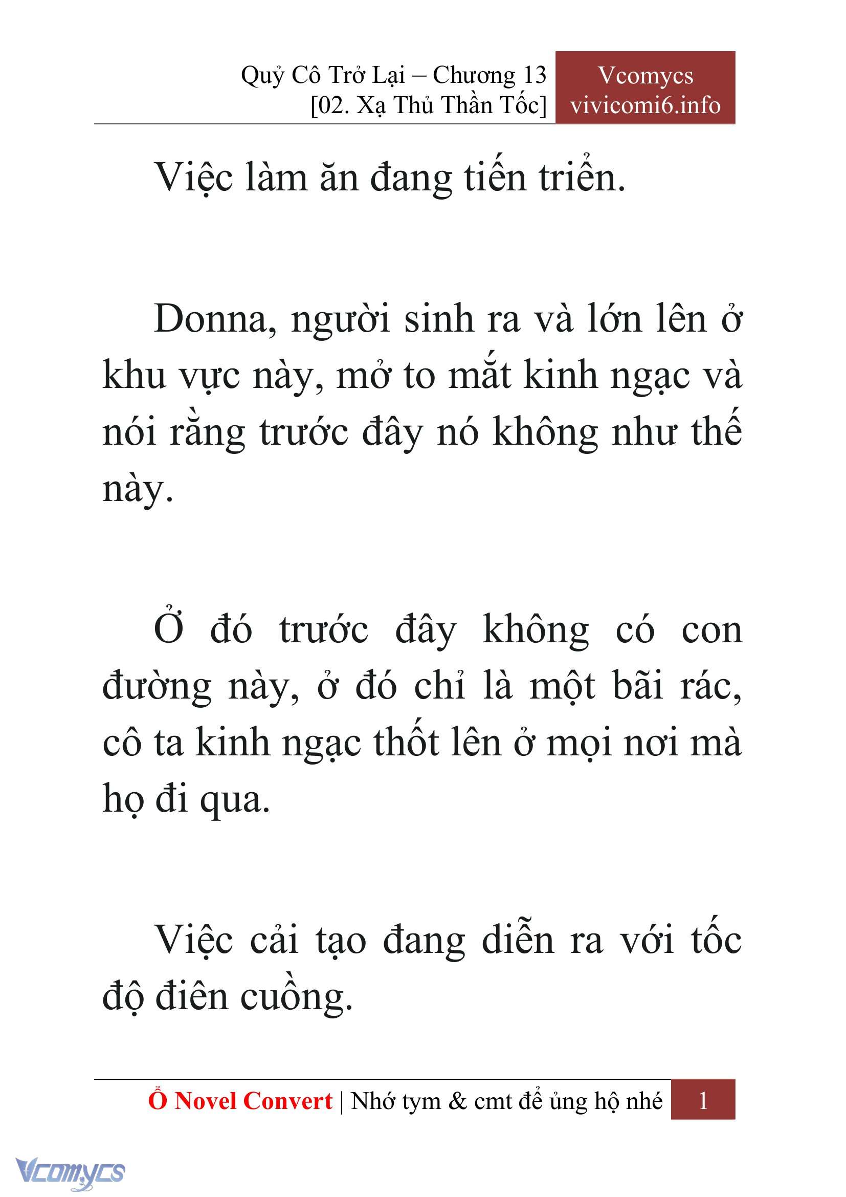 [Novel] Quý Cô Trở Lại Chap 13 - Trang 2