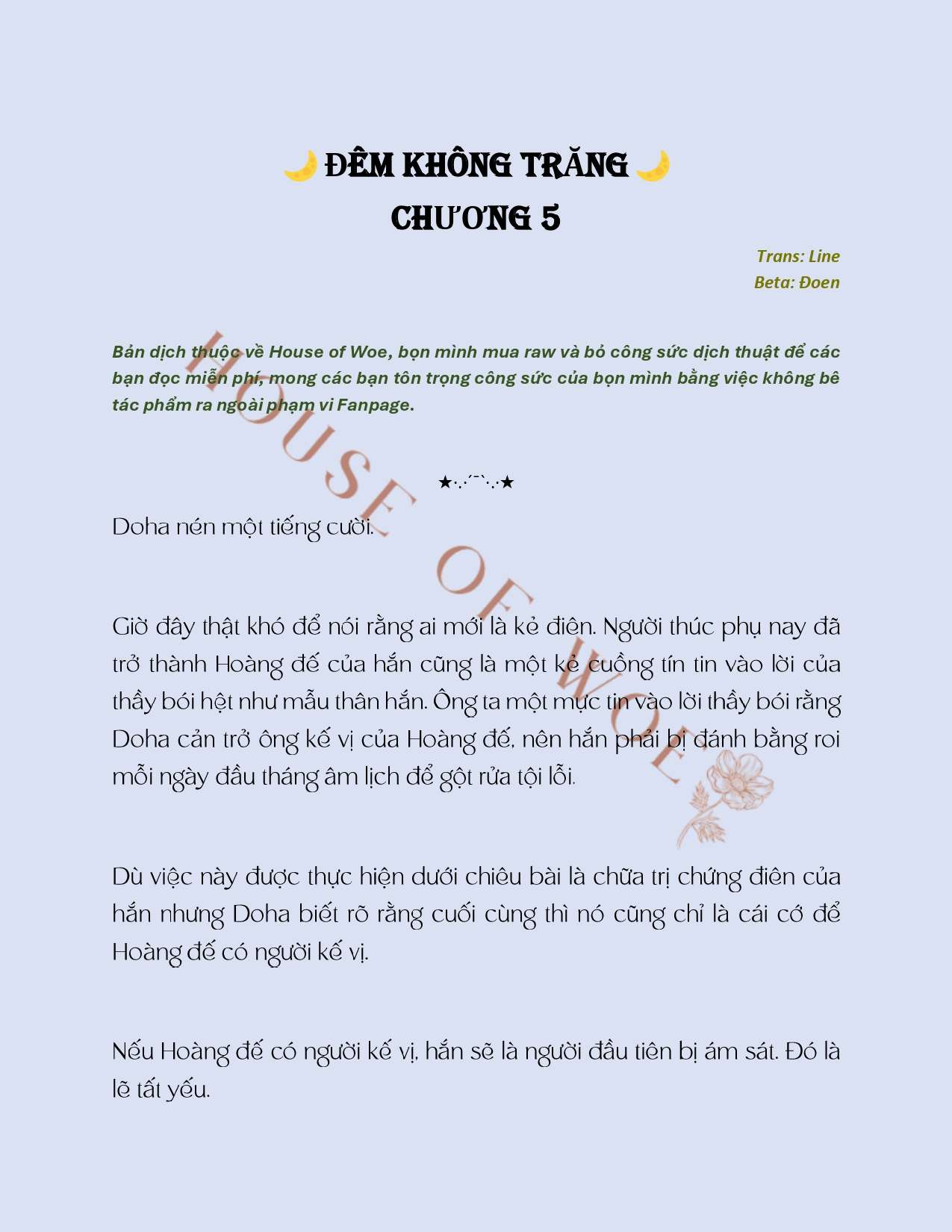 [NOVEL] ĐÊM KHÔNG TRĂNG Chap 5 - Next Chap 6