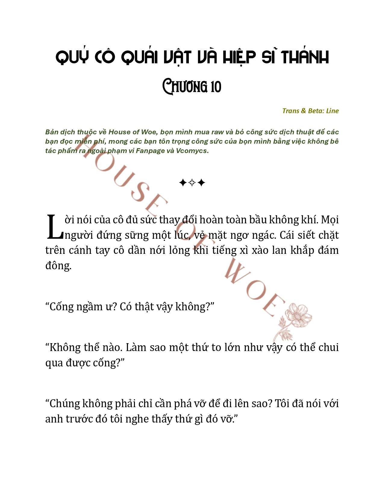 [NOVEL] QUÝ CÔ QUÁI VẬT VÀ HIỆP SĨ THÁNH Chap 10 - Trang 2