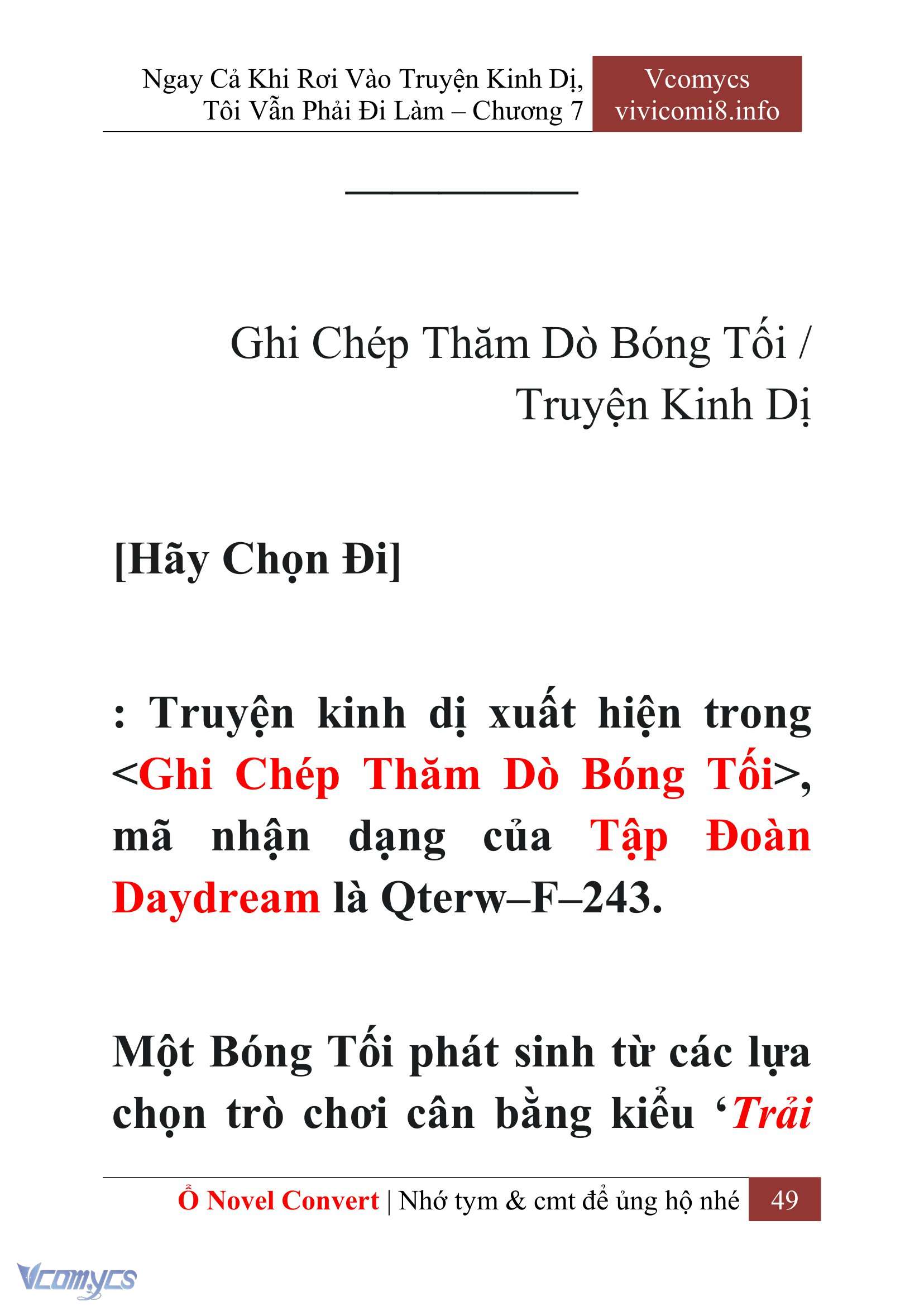 [Novel] Ngay Cả Khi Rơi Vào Truyện Kinh Dị, Tôi Vẫn Phải Đi Làm Chap 7 - Next Chap 8