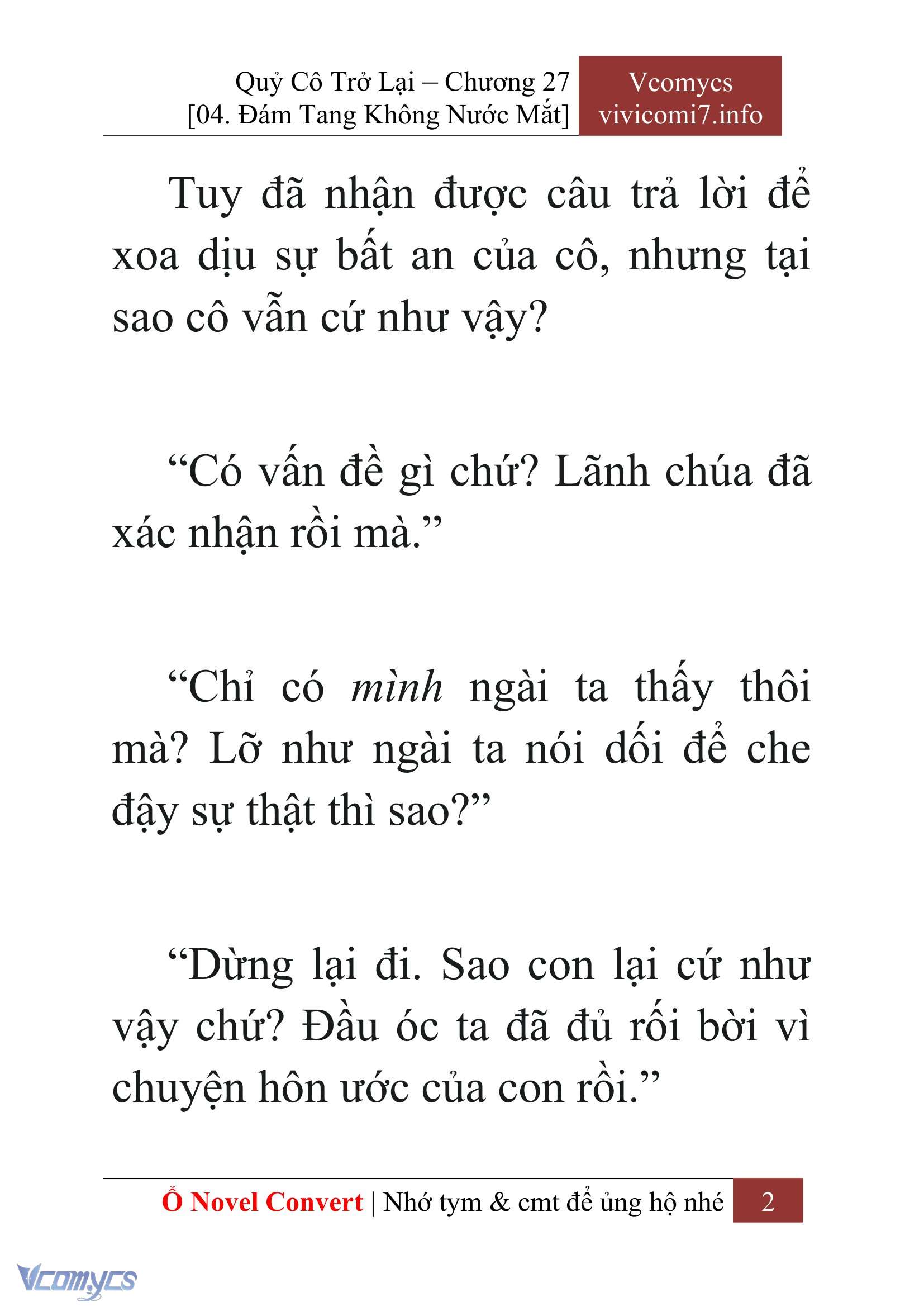 [Novel] Quý Cô Trở Lại Chap 27 - Trang 2
