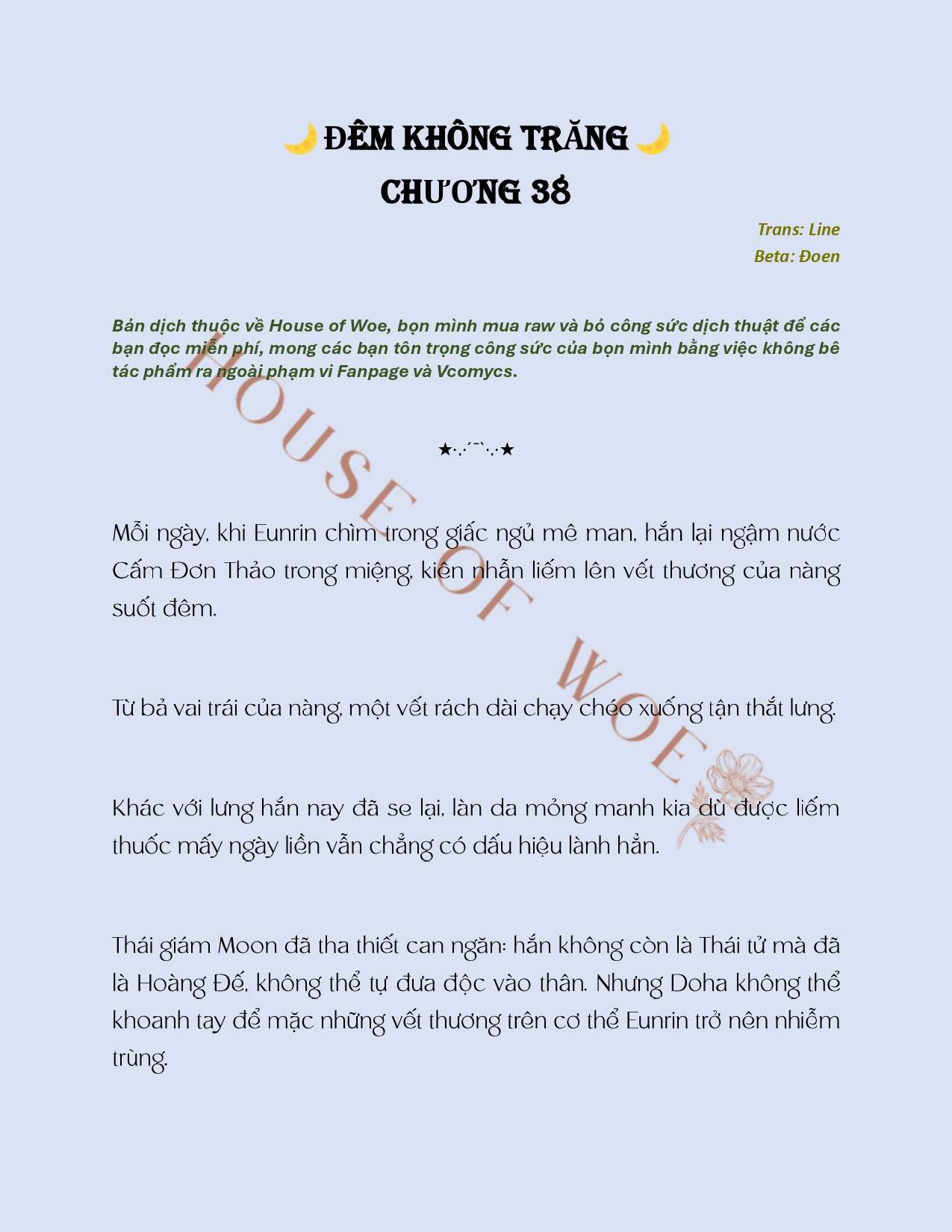 [NOVEL] ĐÊM KHÔNG TRĂNG Chap 38 - Next Chap 39