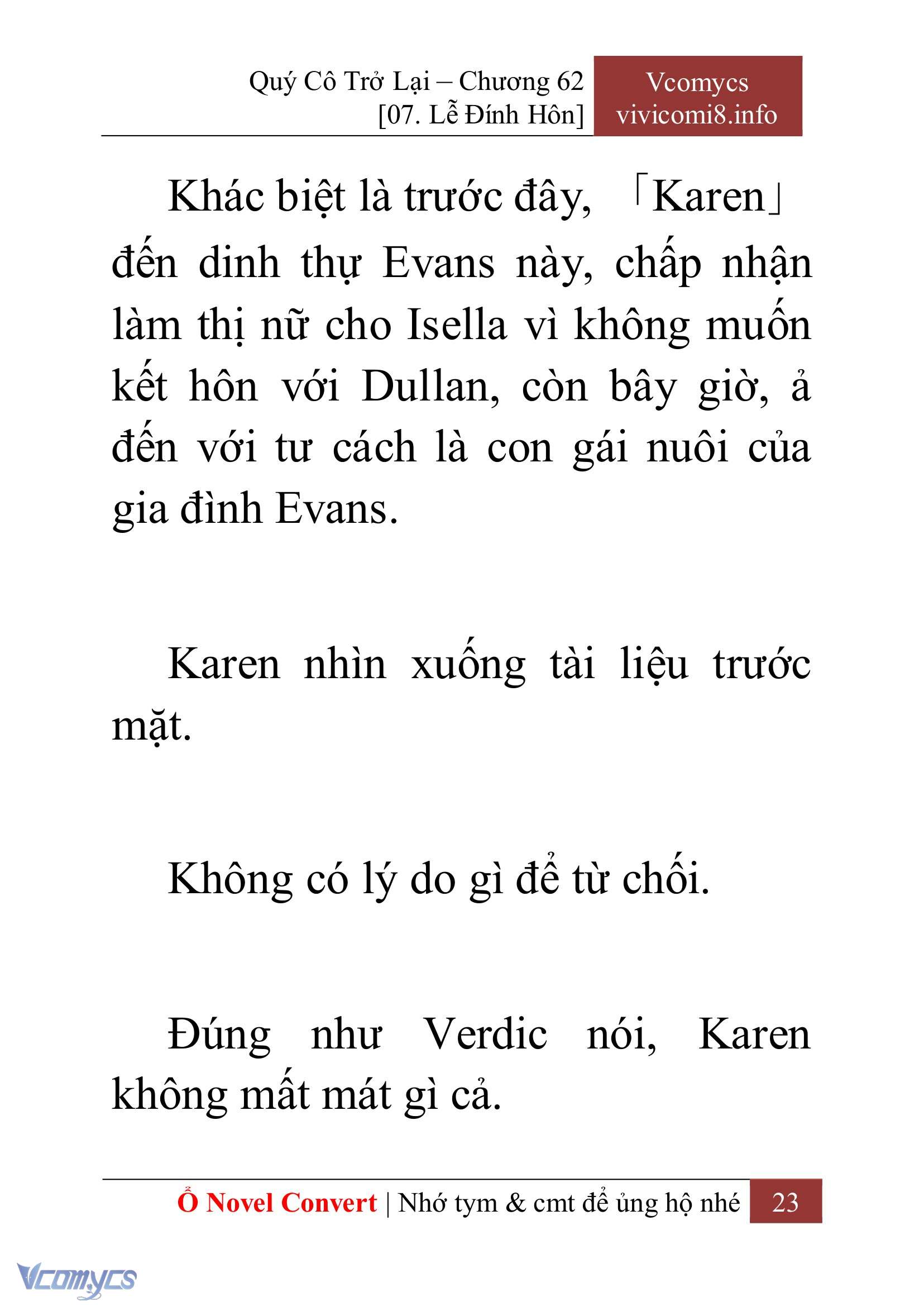 [Novel] Quý Cô Trở Lại Chap 62 - Next 