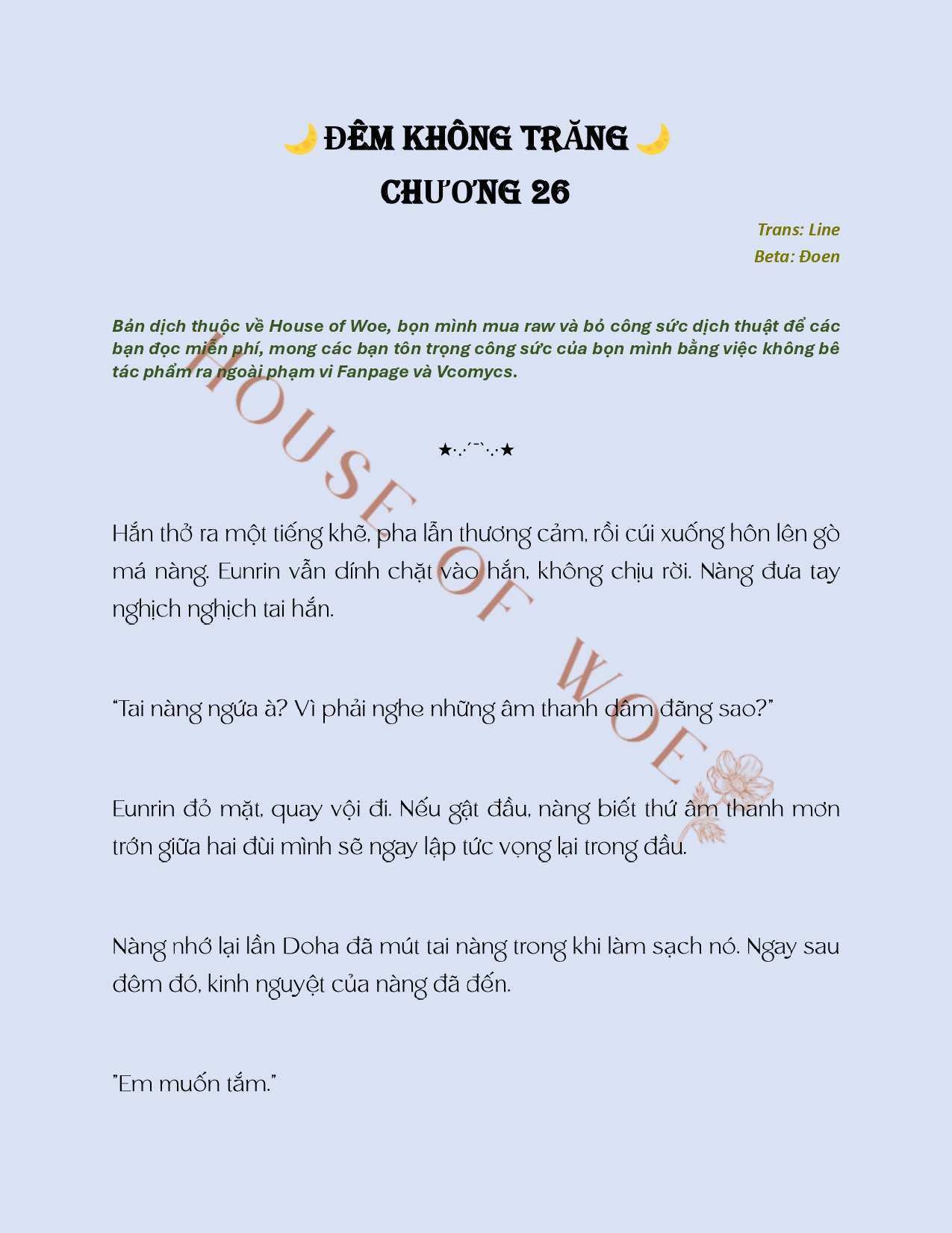 [NOVEL] ĐÊM KHÔNG TRĂNG Chap 26 - Next Chap 27