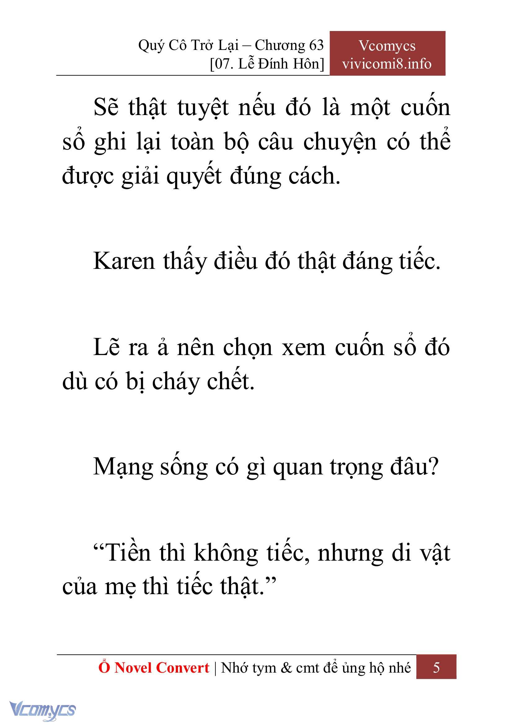 [Novel] Quý Cô Trở Lại Chap 63 - Next 