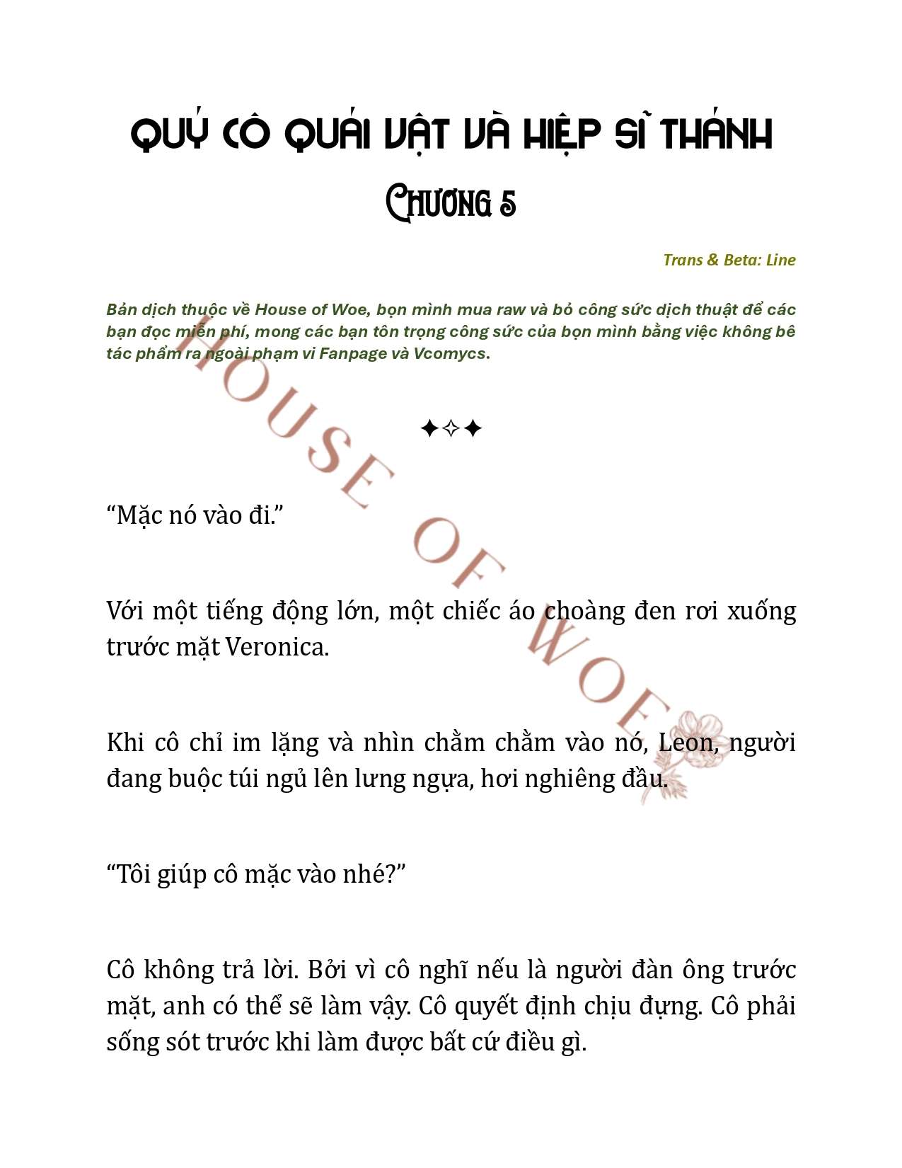 [NOVEL] QUÝ CÔ QUÁI VẬT VÀ HIỆP SĨ THÁNH Chap 5 - Trang 2