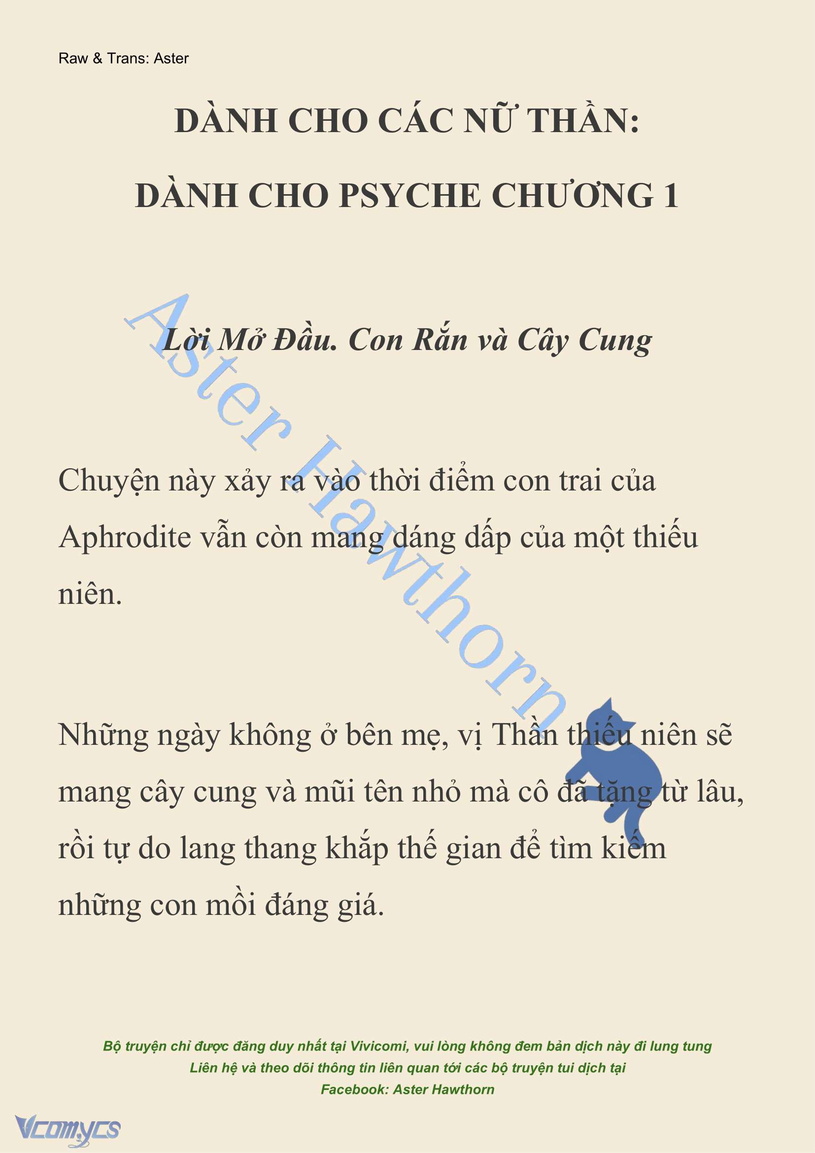 [NOVEL] Dành Cho Các Nữ Thần: Dành cho Psyche Chap 1 - Trang 2