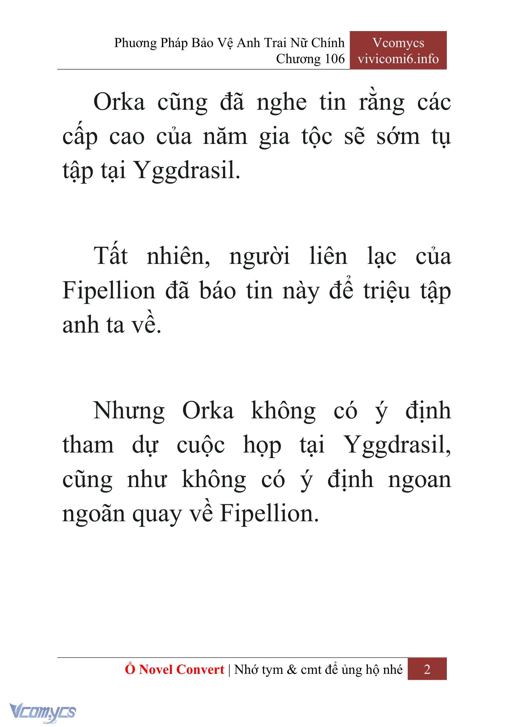 [Novel] Phương Pháp Bảo Vệ Anh Trai Nữ Chính Chap 106 - Trang 2
