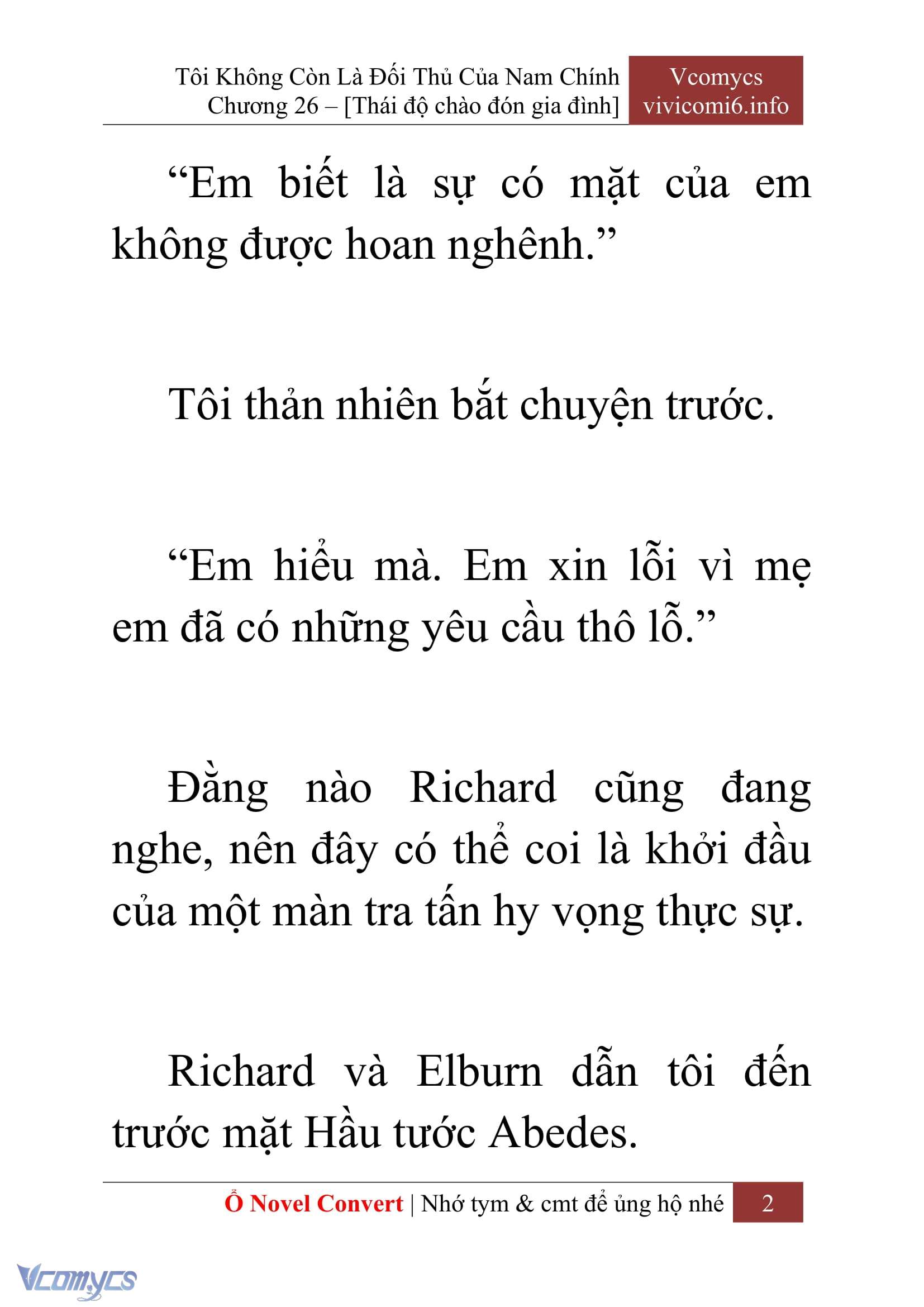 [Novel] Tôi Không Còn Là Đối Thủ Của Nam Chính Chap 26 - Trang 2