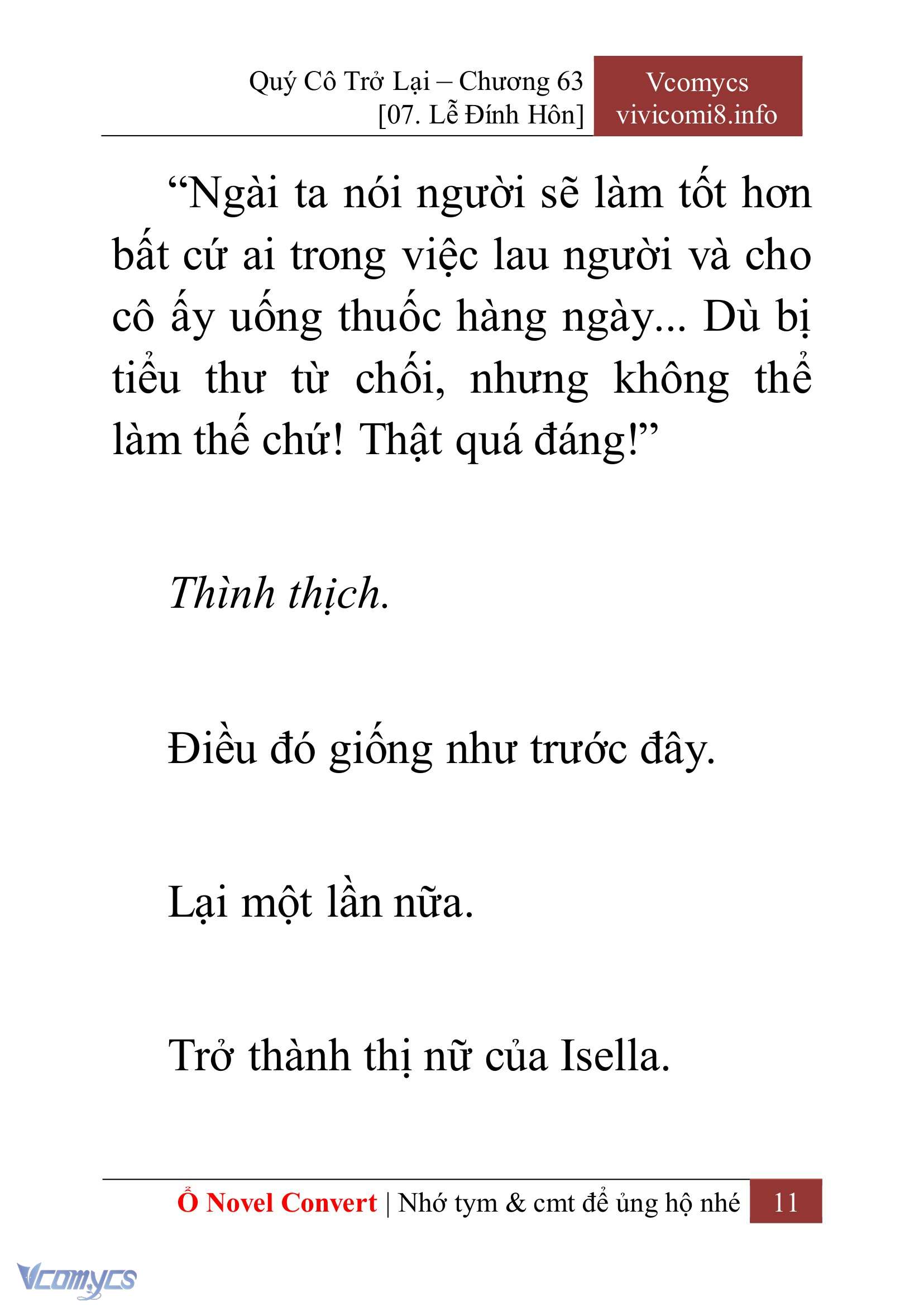 [Novel] Quý Cô Trở Lại Chap 63 - Next 