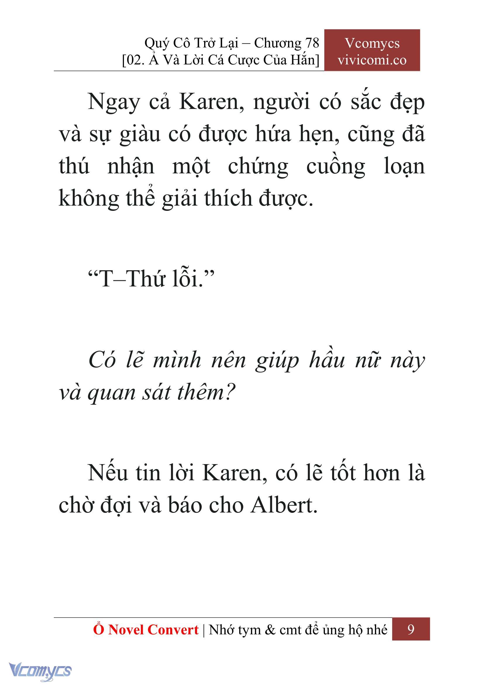 [Novel] Quý Cô Trở Lại Chap 78 - Next Chap 79