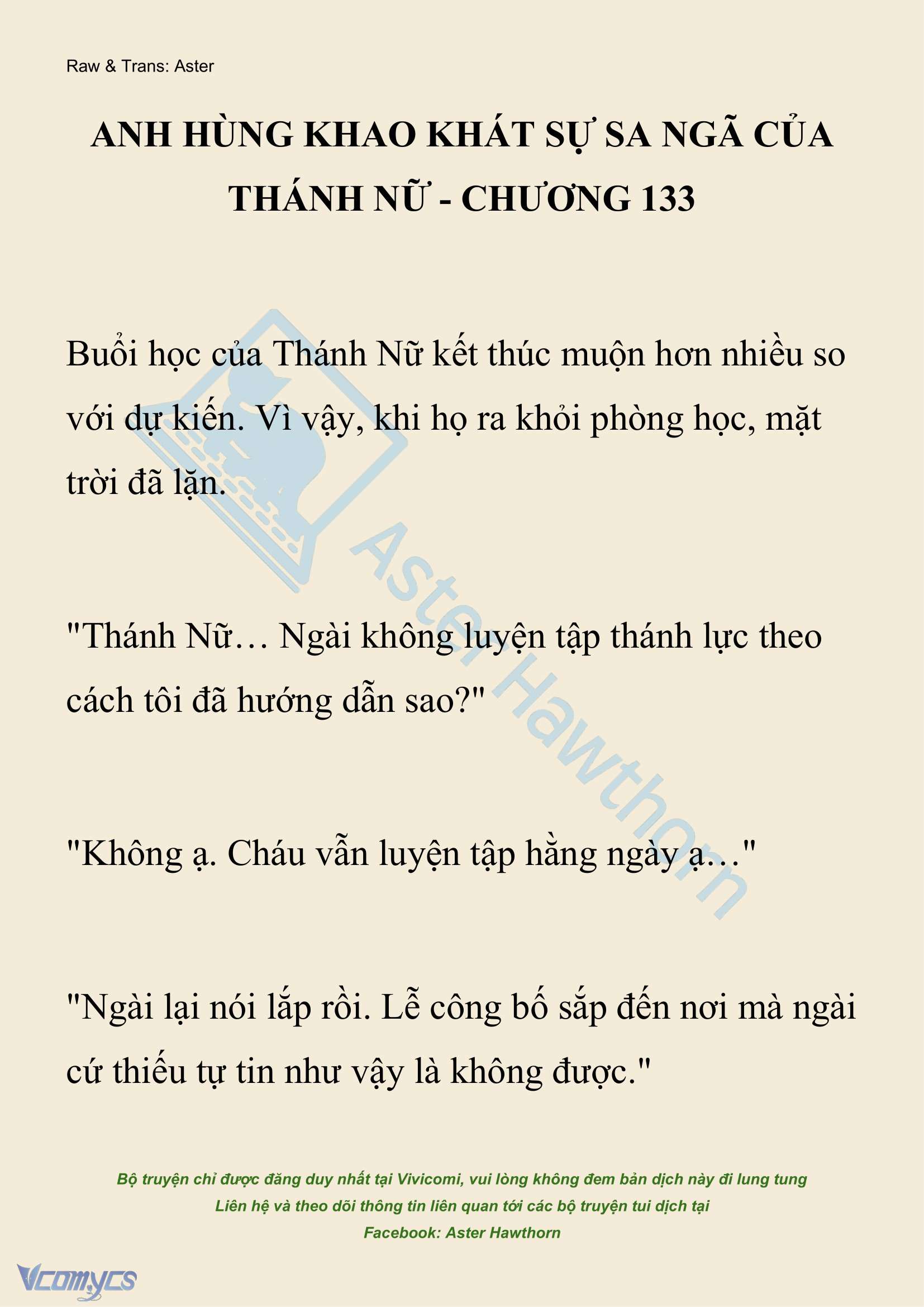 [NOVEL] Anh Hùng Khao Khát Sự Sa Ngã Của Thánh Nữ Chap 133 - Next Chap 134