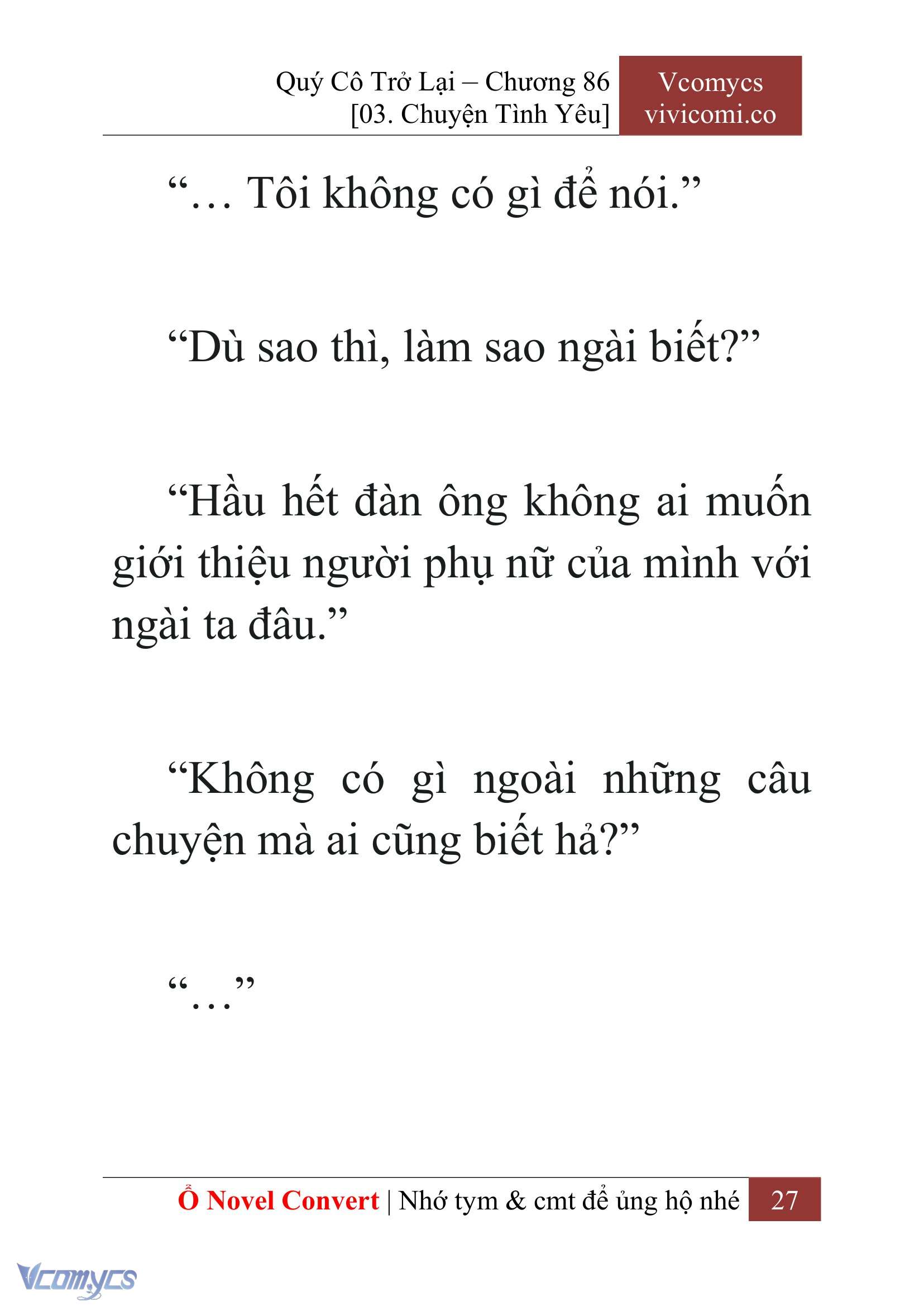 [Novel] Quý Cô Trở Lại Chap 86 - Trang 2
