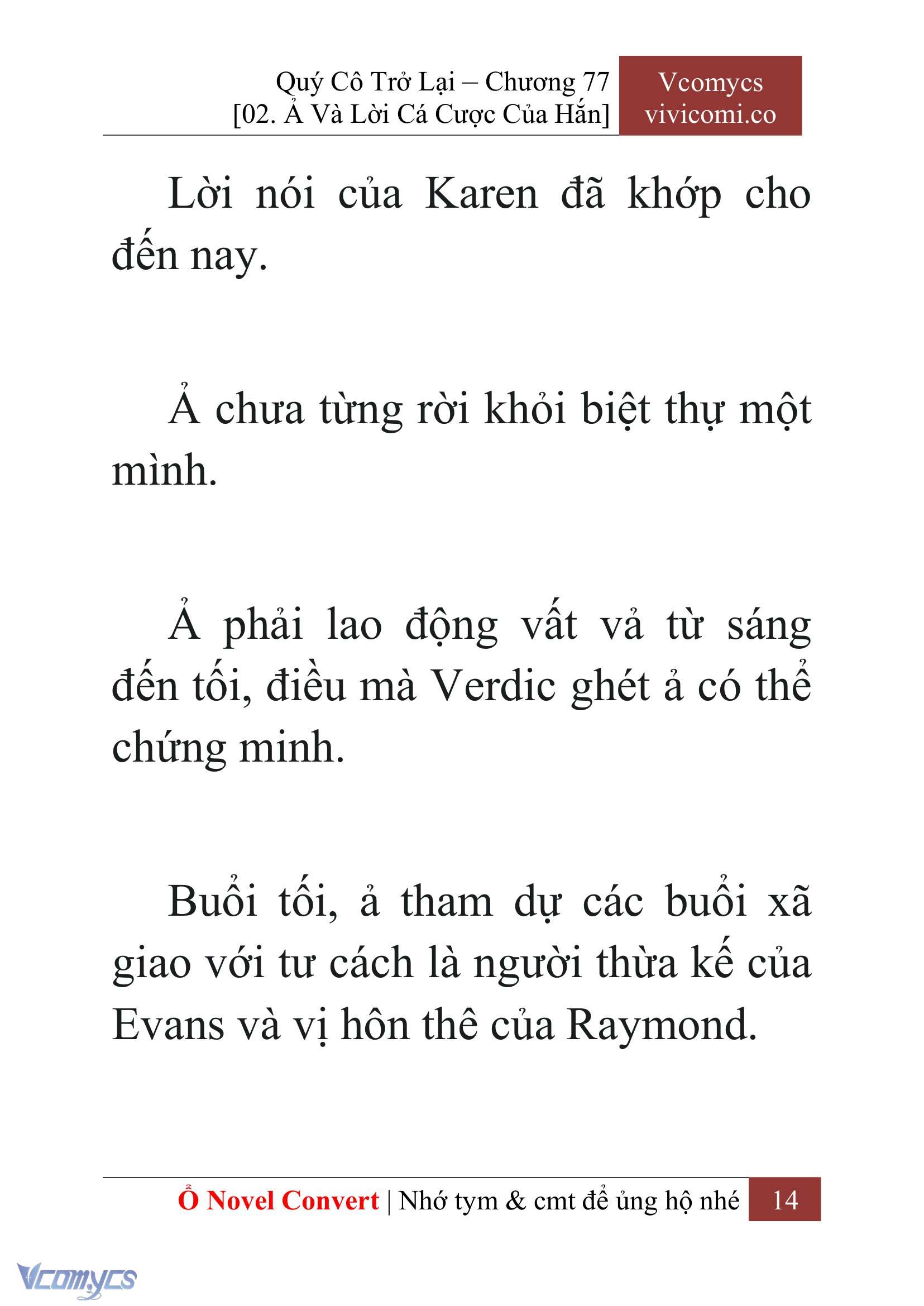 [Novel] Quý Cô Trở Lại Chap 77 - Next Chap 78