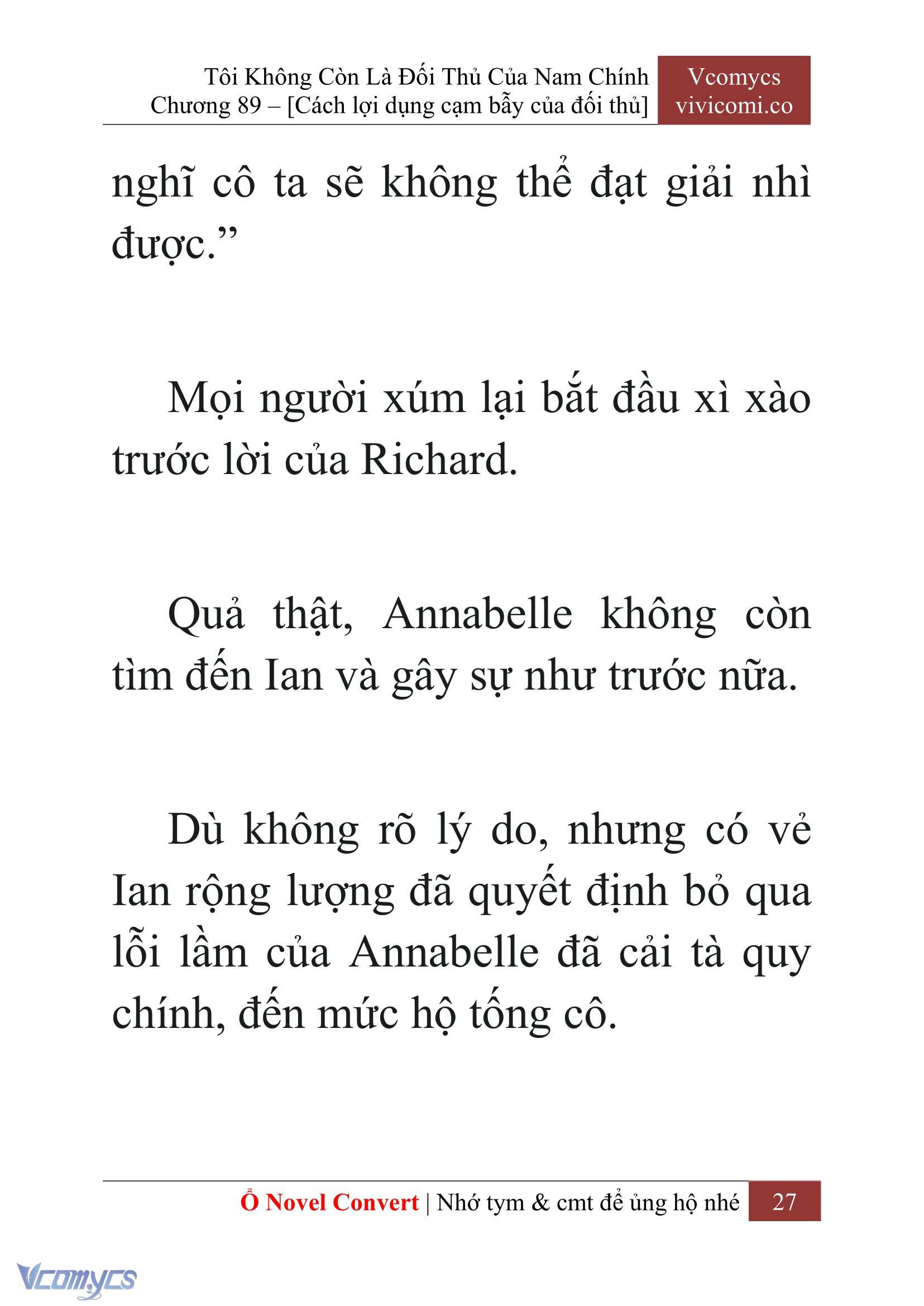 [Novel] Tôi Không Còn Là Đối Thủ Của Nam Chính Chap 89 - Trang 2