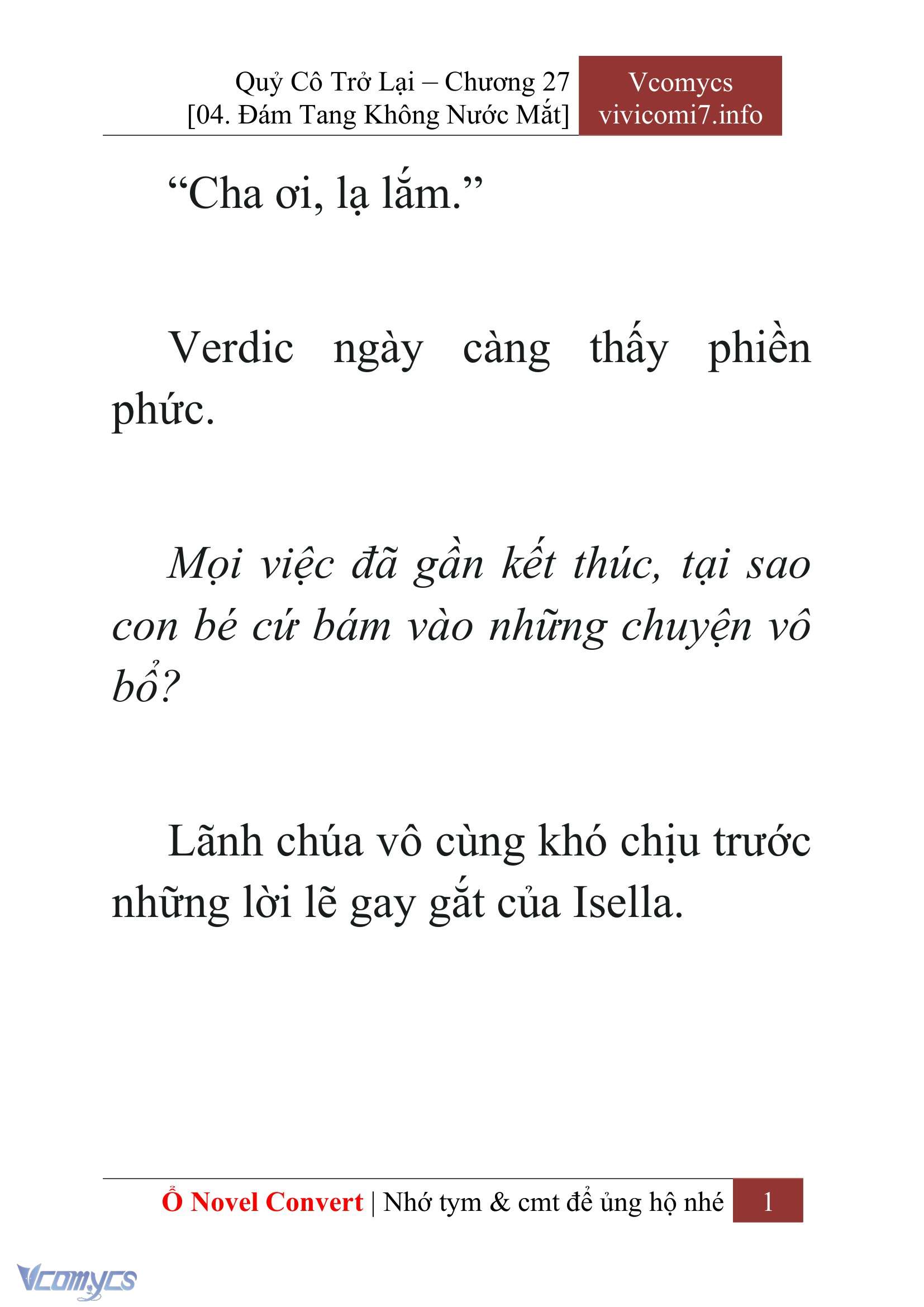 [Novel] Quý Cô Trở Lại Chap 27 - Trang 2