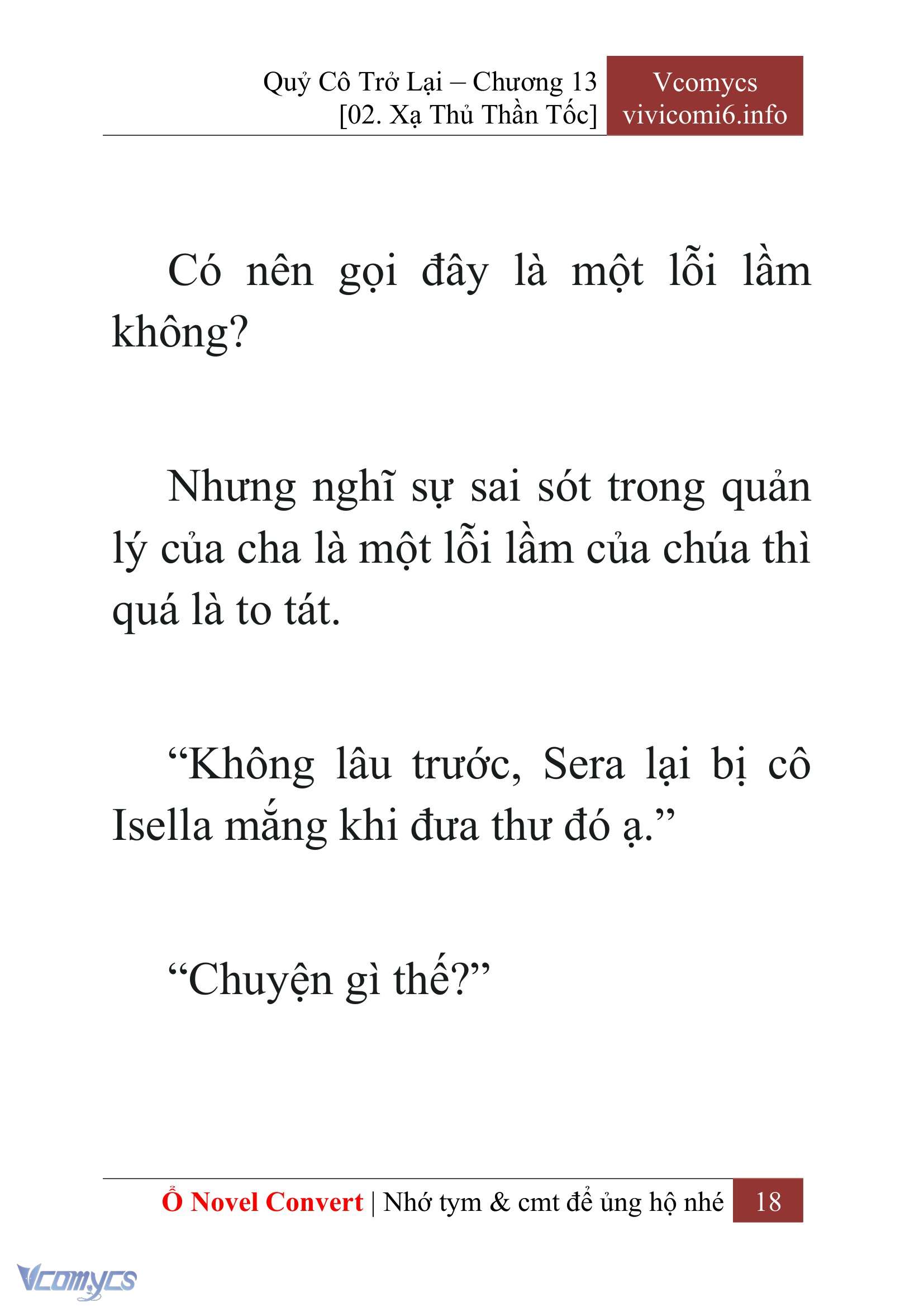 [Novel] Quý Cô Trở Lại Chap 13 - Trang 2
