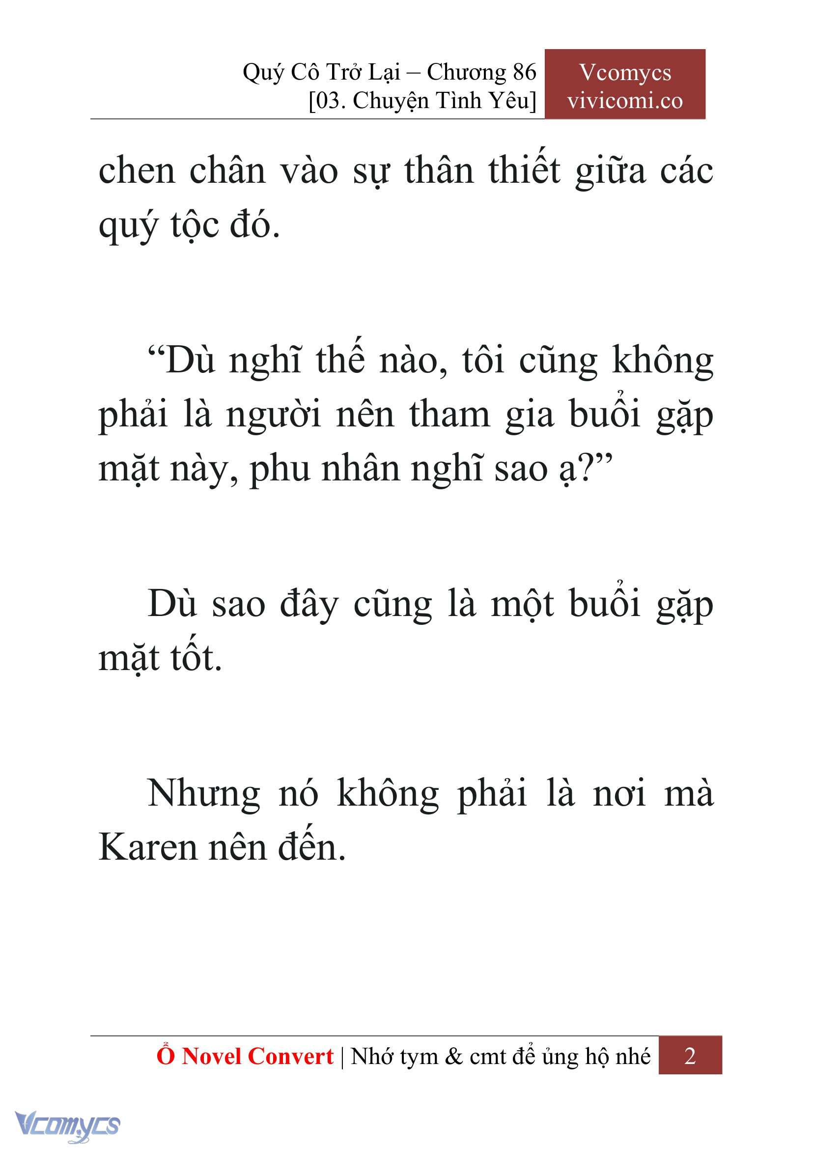 [Novel] Quý Cô Trở Lại Chap 86 - Trang 2