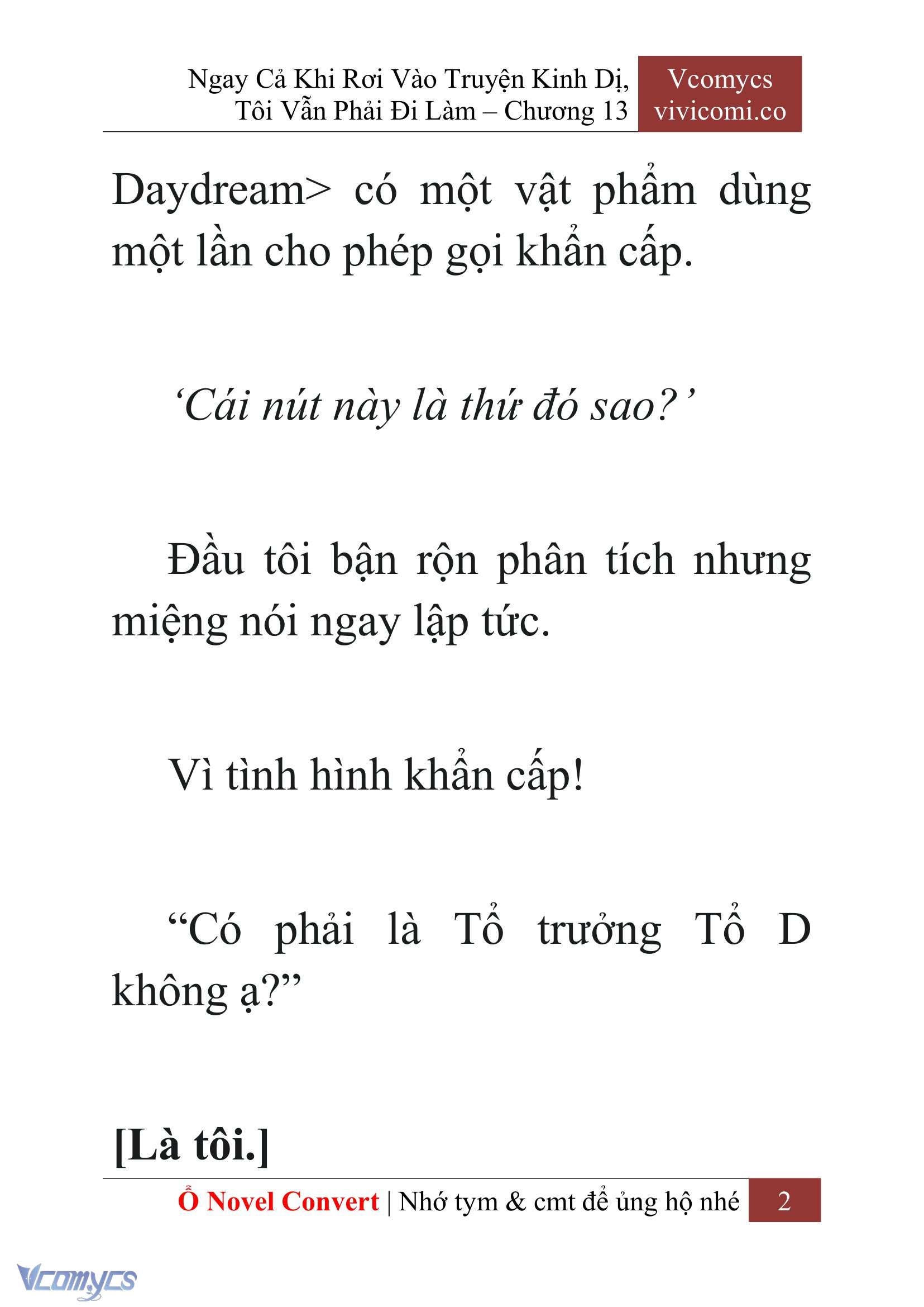 [Novel] Ngay Cả Khi Rơi Vào Truyện Kinh Dị, Tôi Vẫn Phải Đi Làm Chap 13 - Trang 2