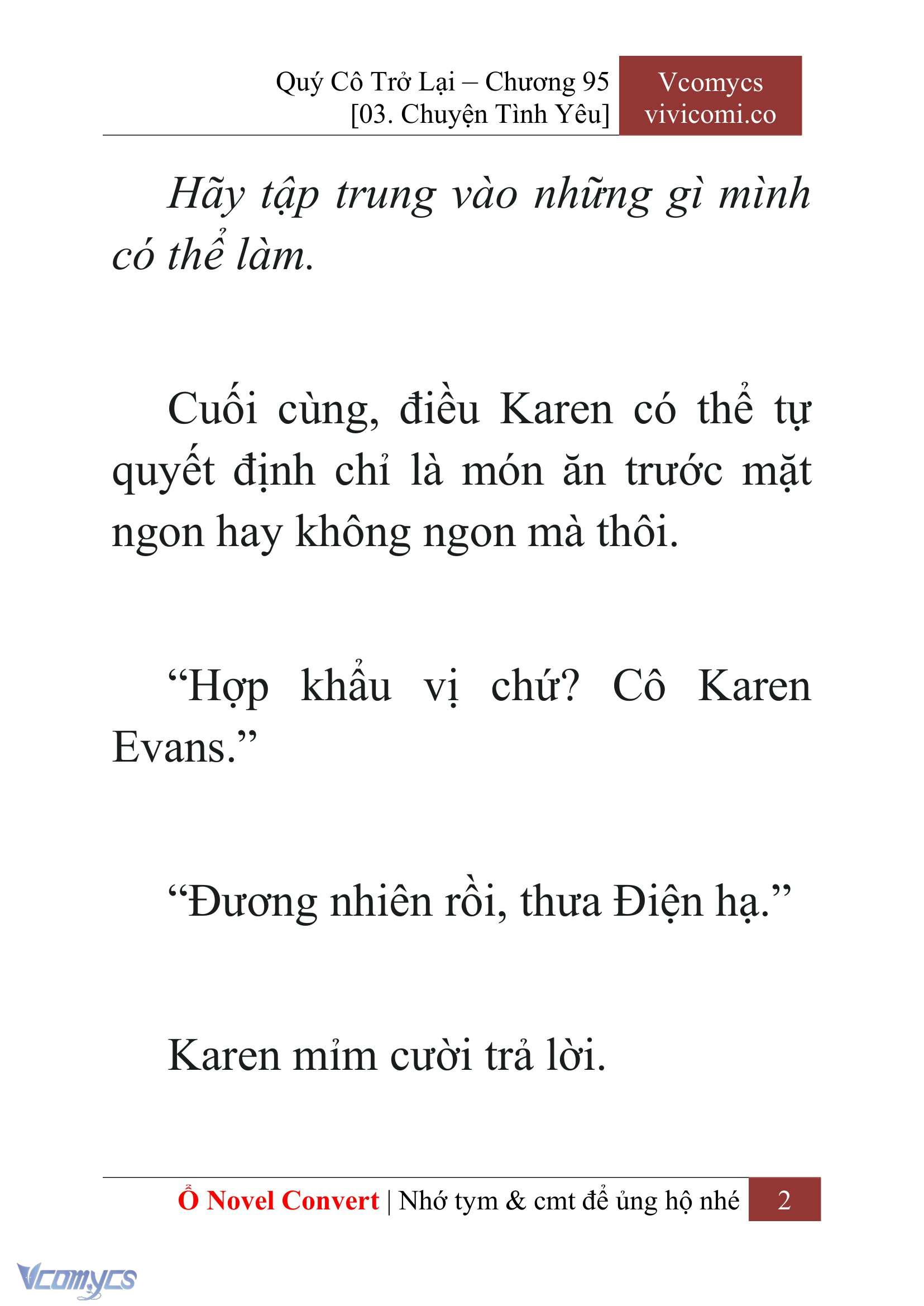 [Novel] Quý Cô Trở Lại Chap 95 - Next Chap 96