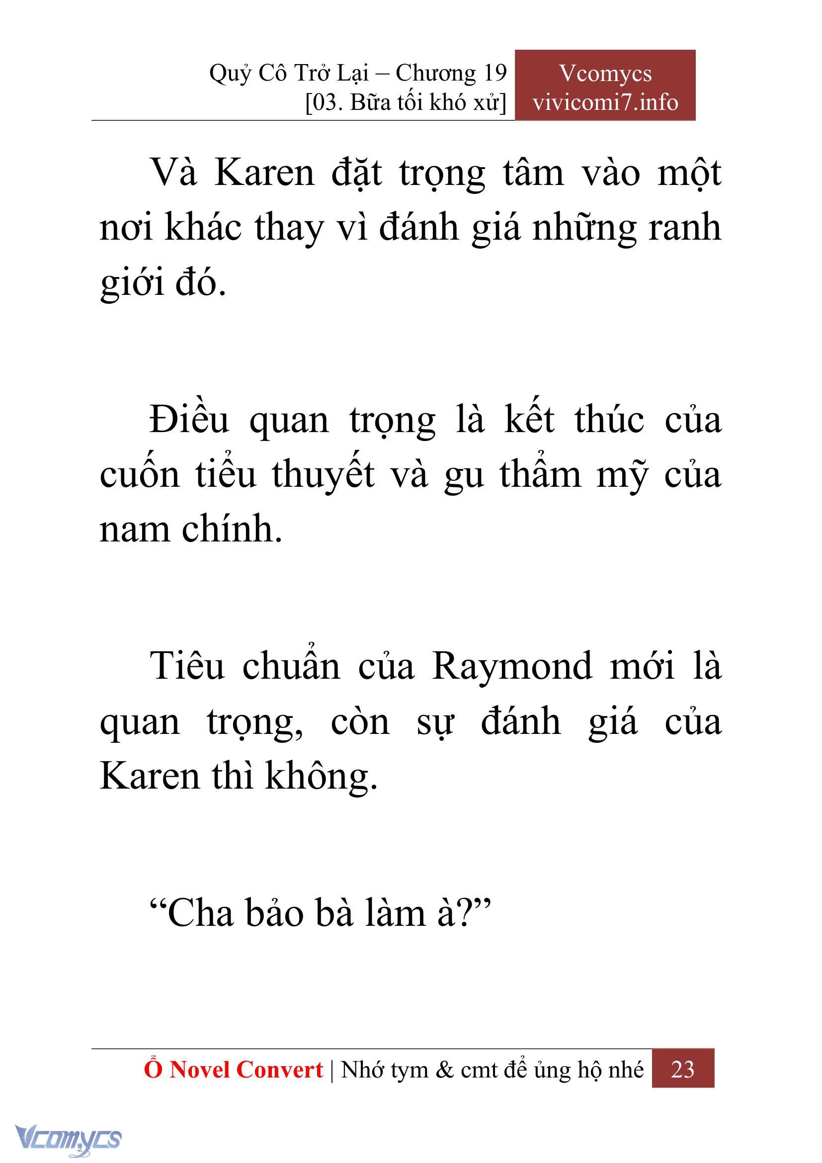 [Novel] Quý Cô Trở Lại Chap 19 - Next Chap 20