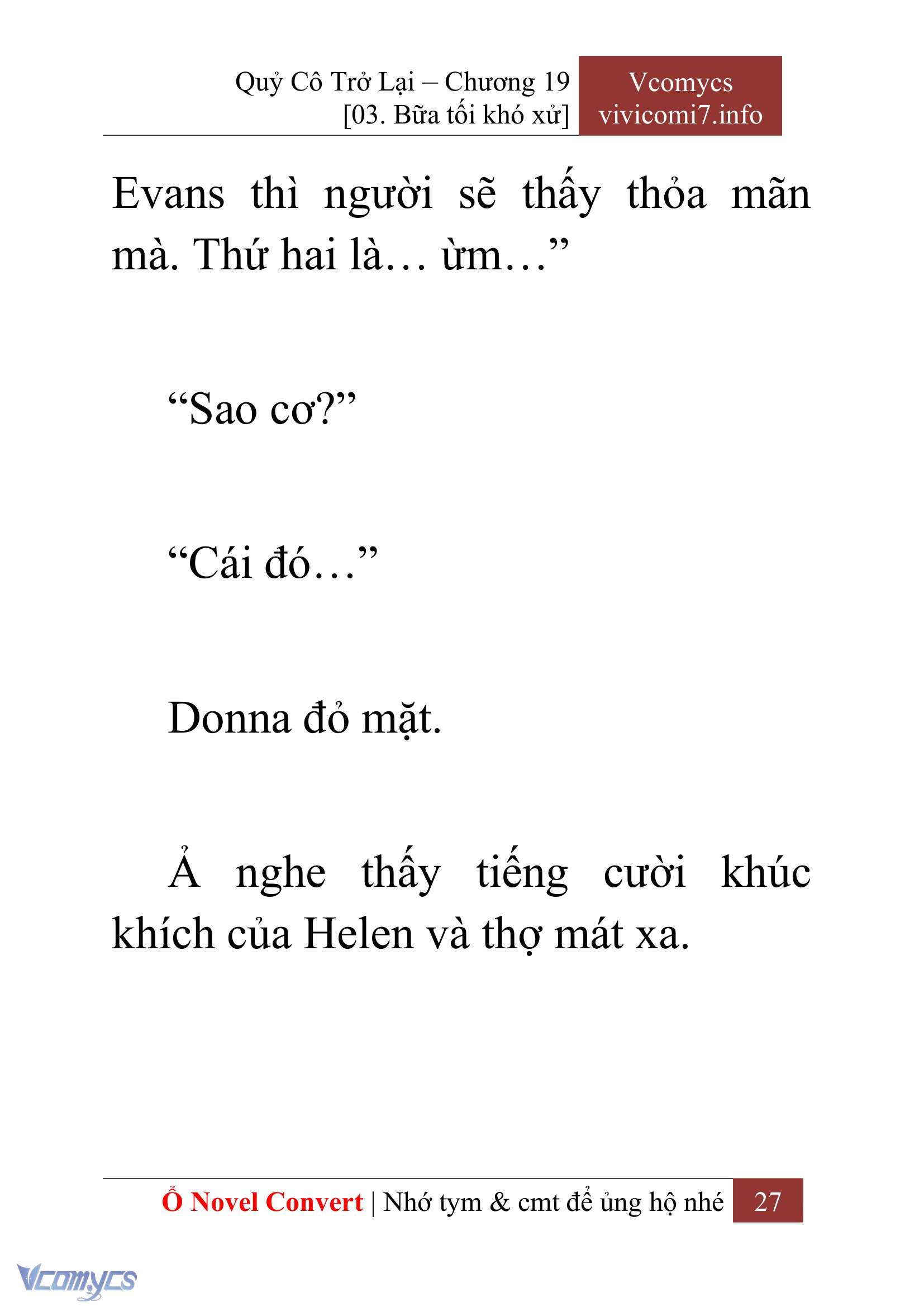 [Novel] Quý Cô Trở Lại Chap 19 - Next Chap 20