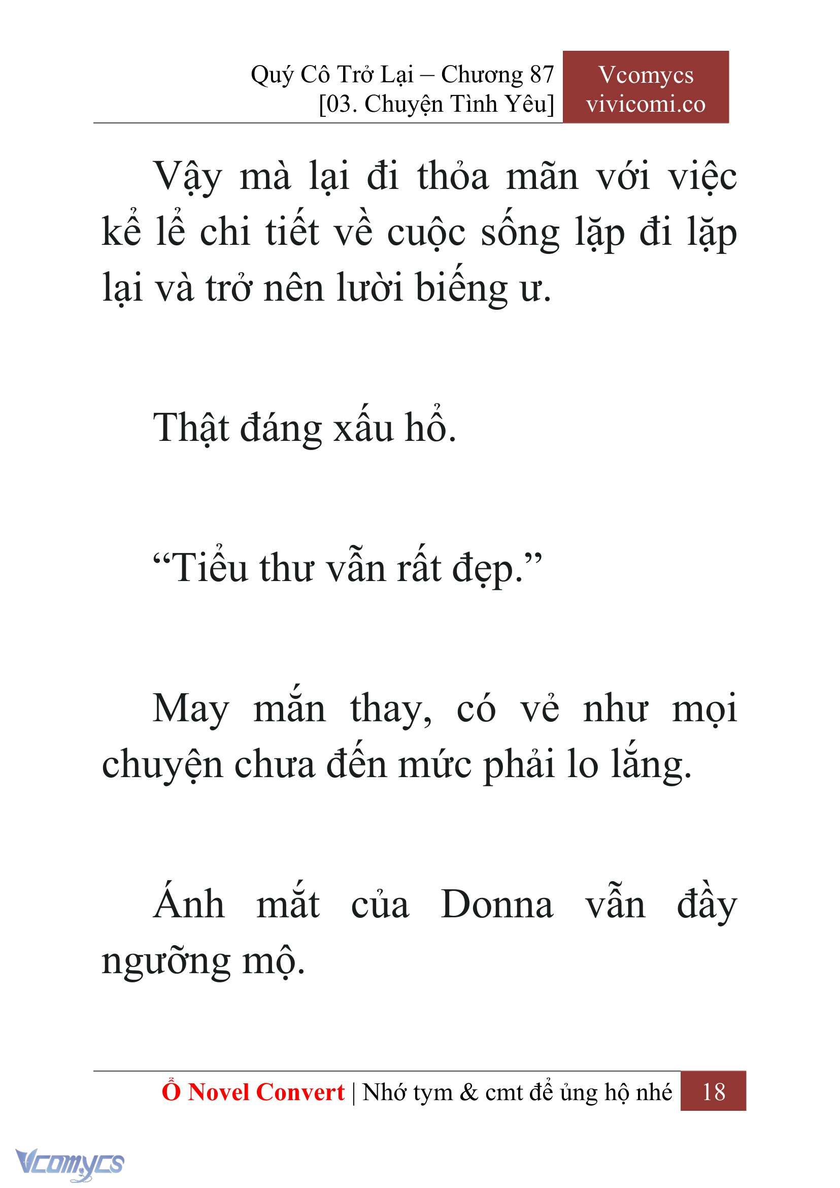 [Novel] Quý Cô Trở Lại Chap 87 - Next Chap 88