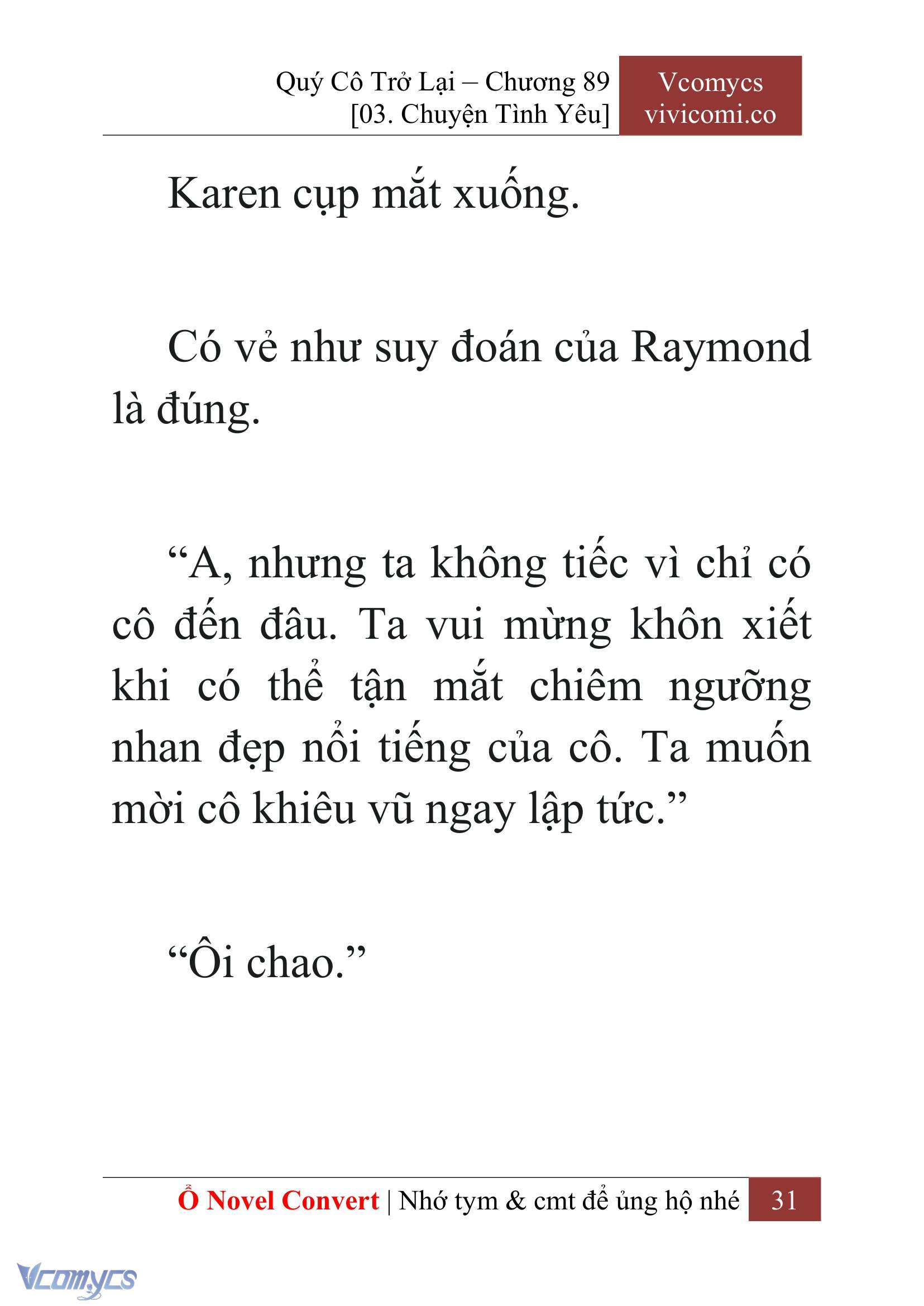 [Novel] Quý Cô Trở Lại Chap 89 - Next Chap 90