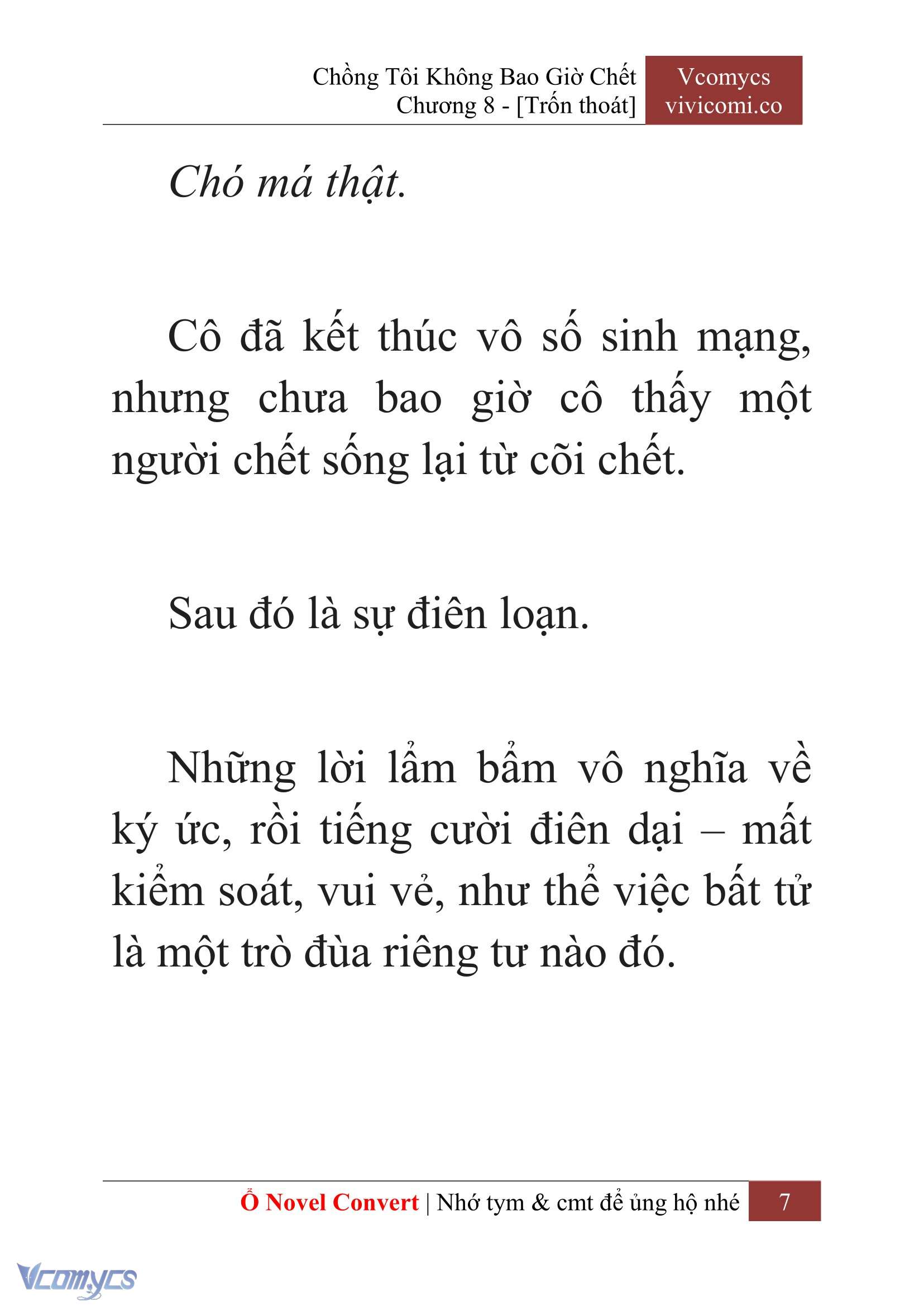 [Novel] Chồng Tôi Không Bao Giờ Chết Chap 8 - Next Chap 9