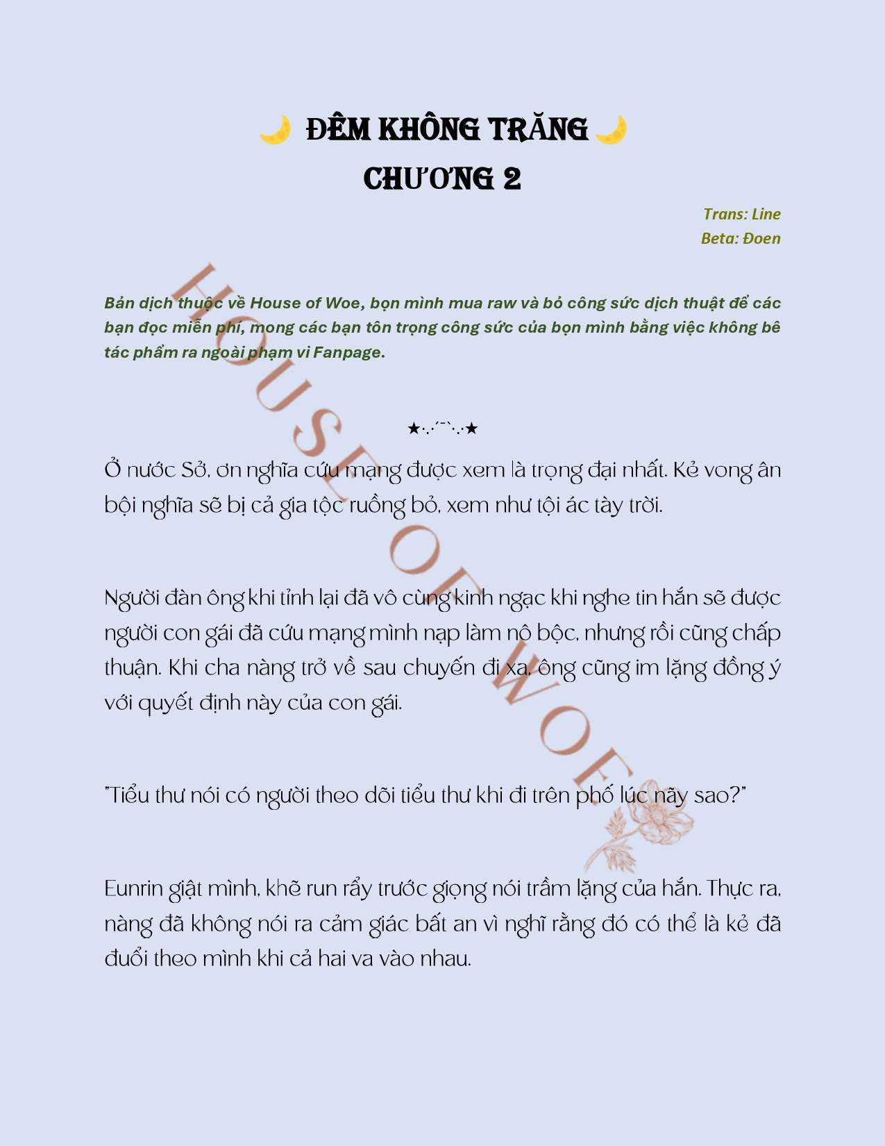 [NOVEL] ĐÊM KHÔNG TRĂNG Chap 2 - Next Chap 3