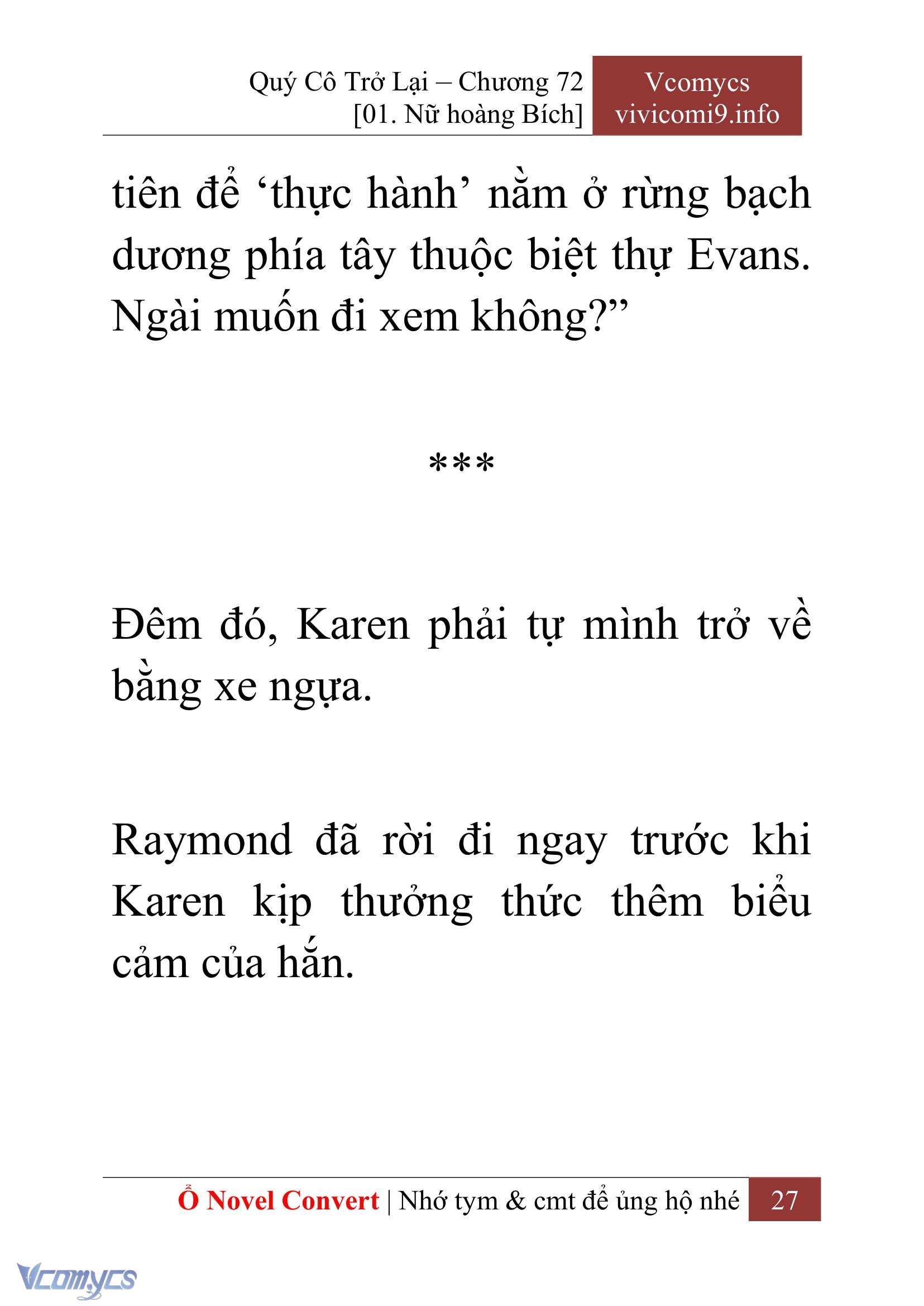 [Novel] Quý Cô Trở Lại Chap 72 - Next Chap 73