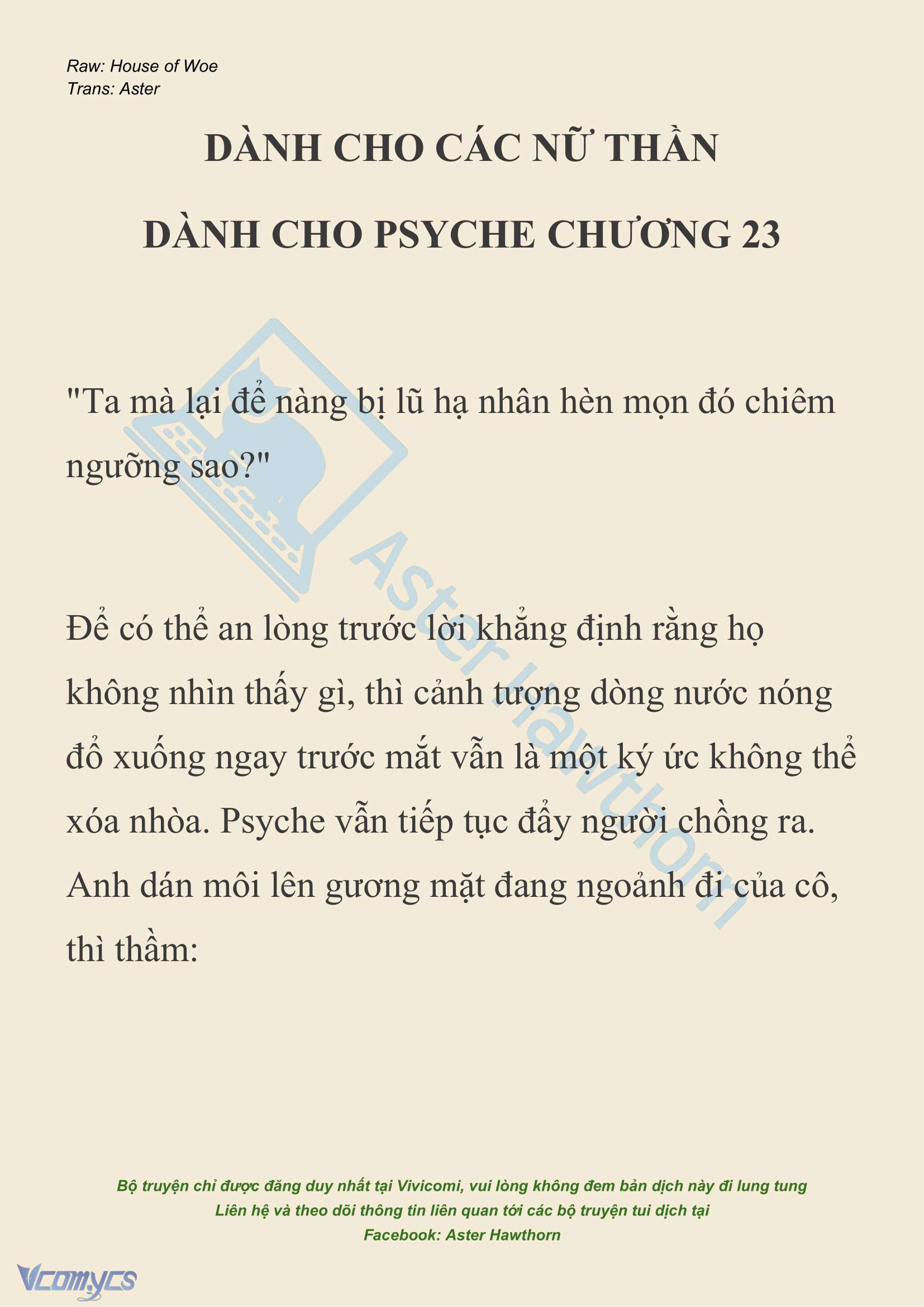 [NOVEL] Dành Cho Các Nữ Thần: Dành cho Psyche Chap 23 - Trang 2