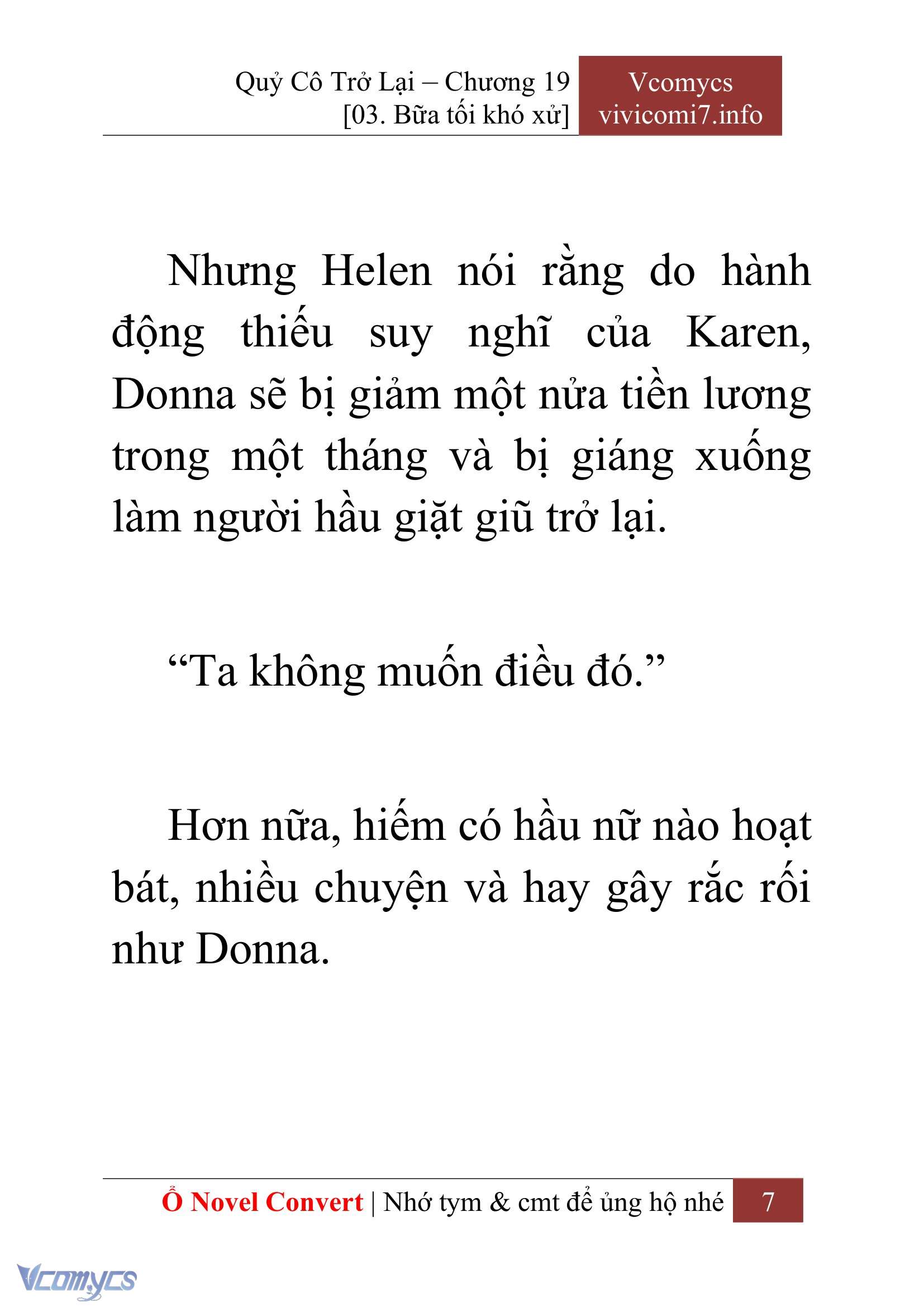 [Novel] Quý Cô Trở Lại Chap 19 - Next Chap 20
