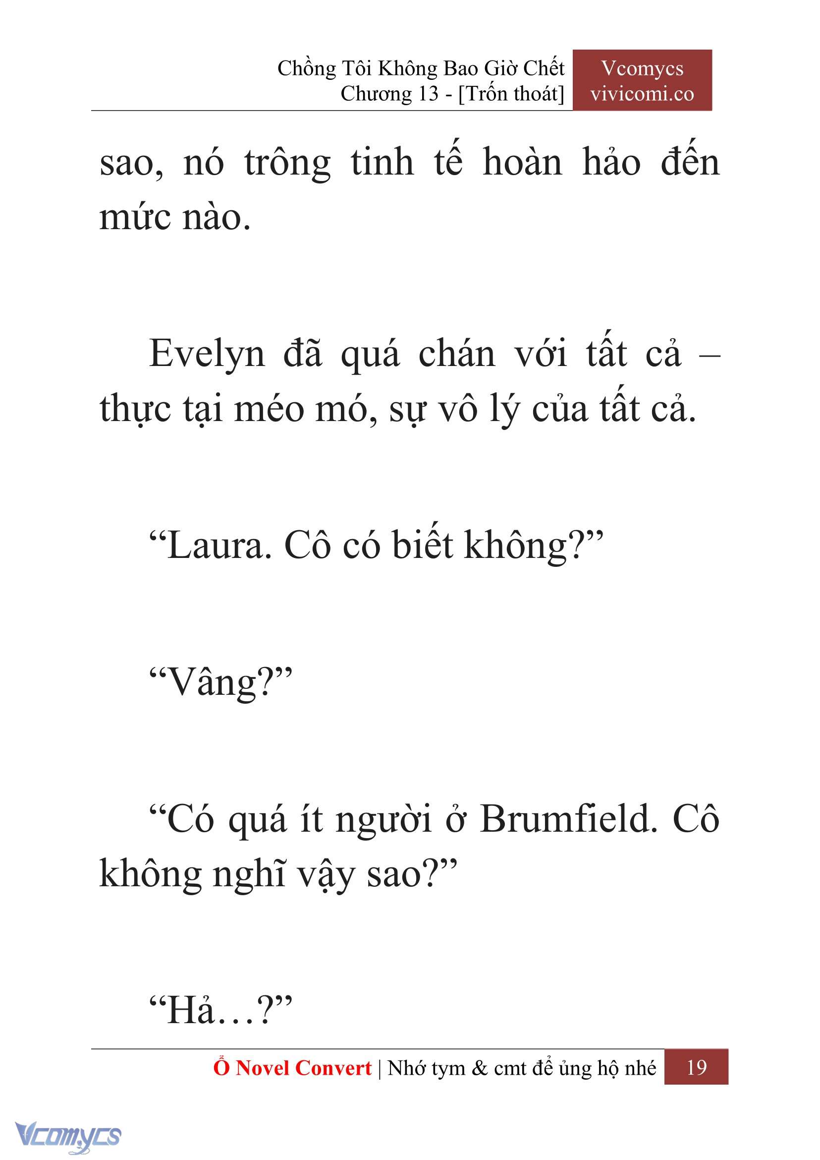 [Novel] Chồng Tôi Không Bao Giờ Chết Chap 13 - Next Chap 14